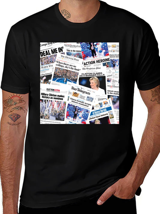 Newspaper Headline Collage Graphic Print T-Shirt