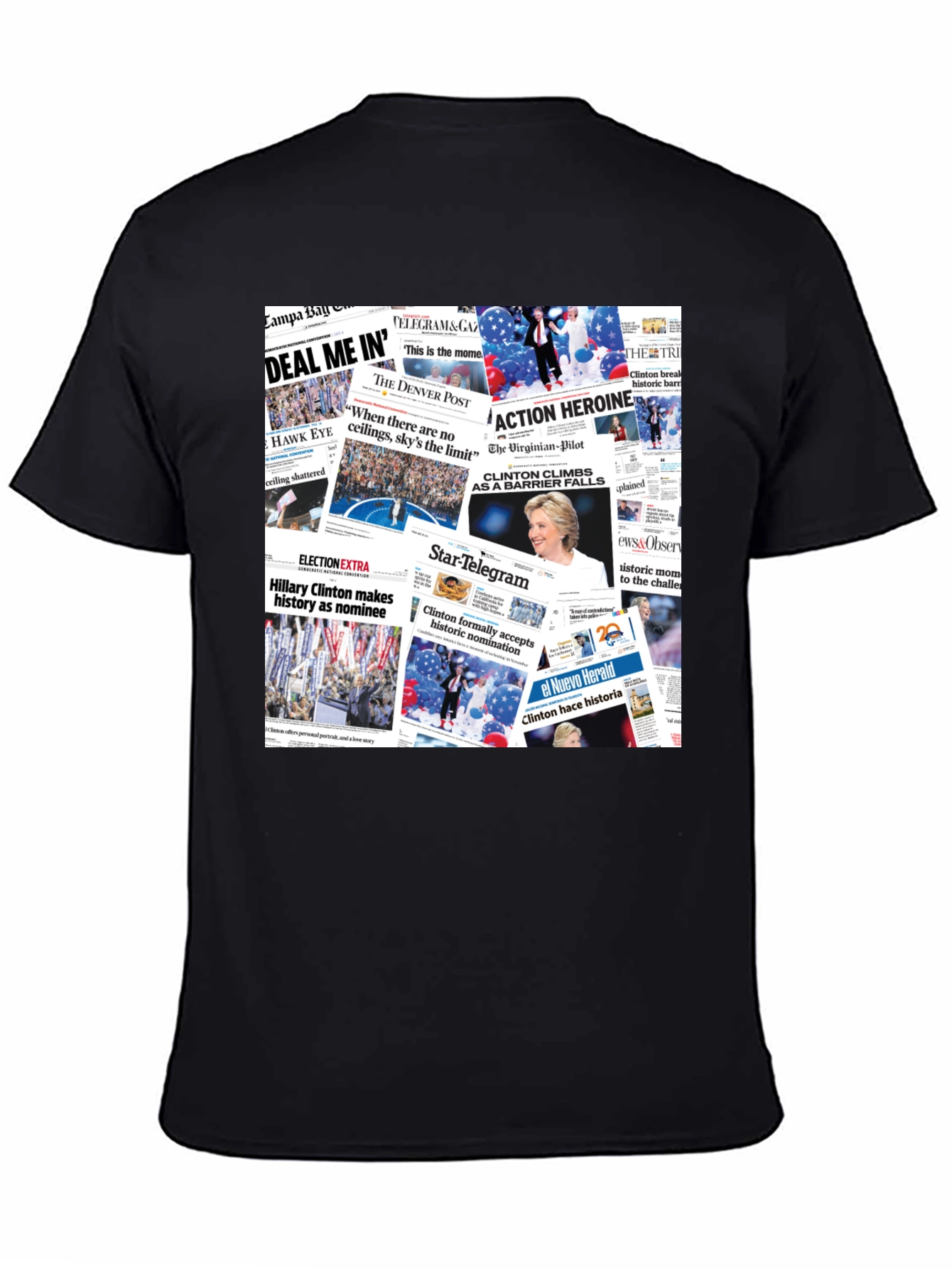 Newspaper Headline Collage Graphic Print T-Shirt
