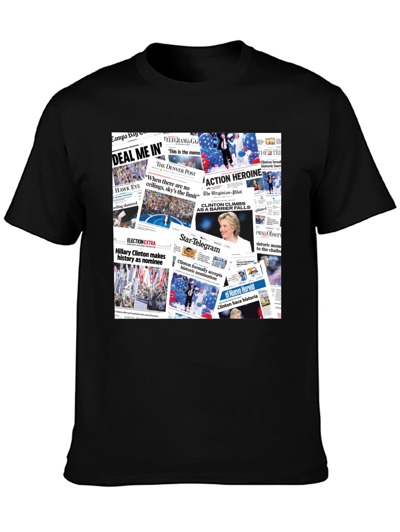 Newspaper Headline Collage Graphic Print T-Shirt
