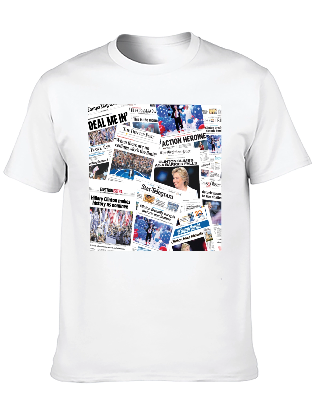 Newspaper Headline Collage Graphic Print T-Shirt