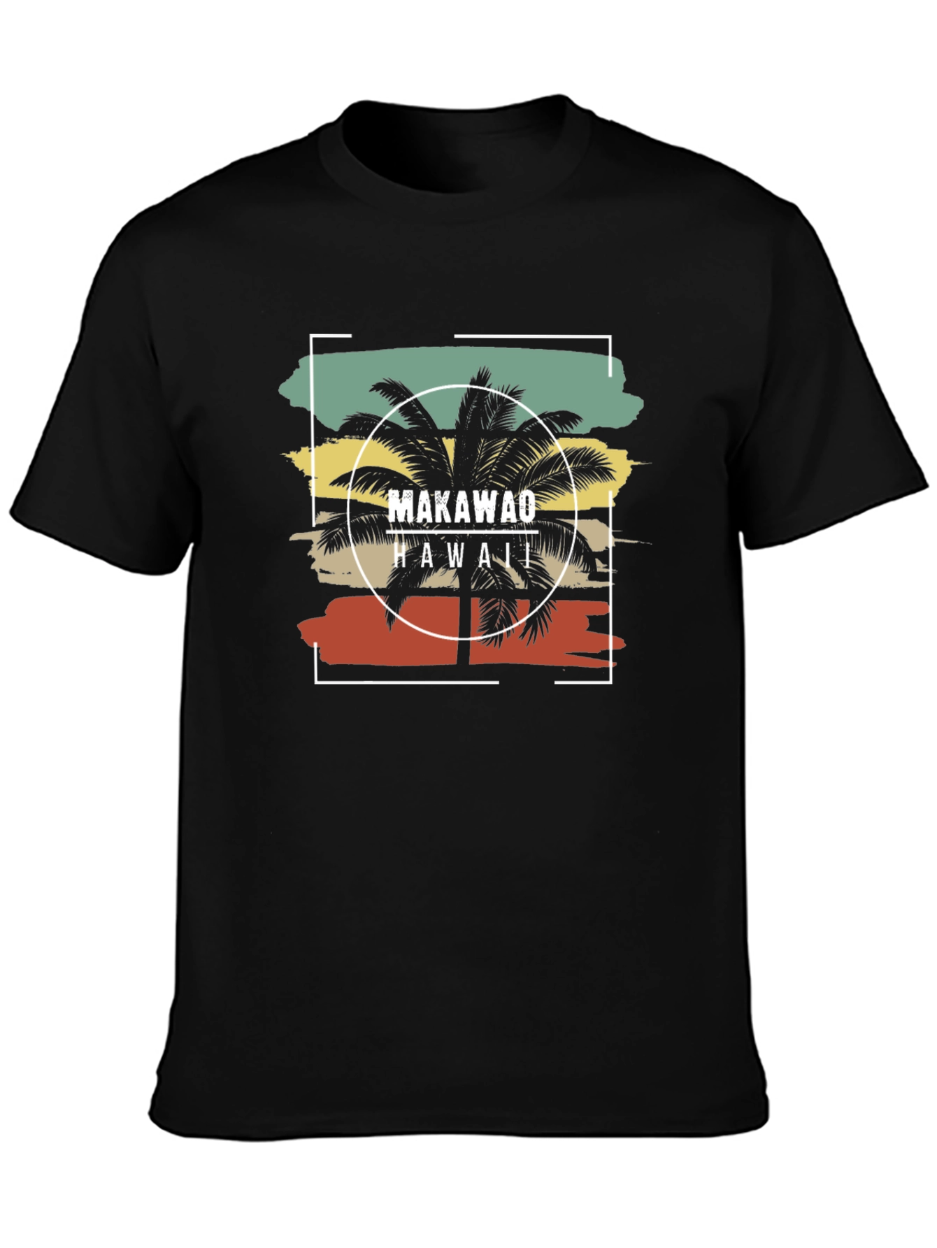 Makawao Hawaii Palm Tree Black T-Shirt