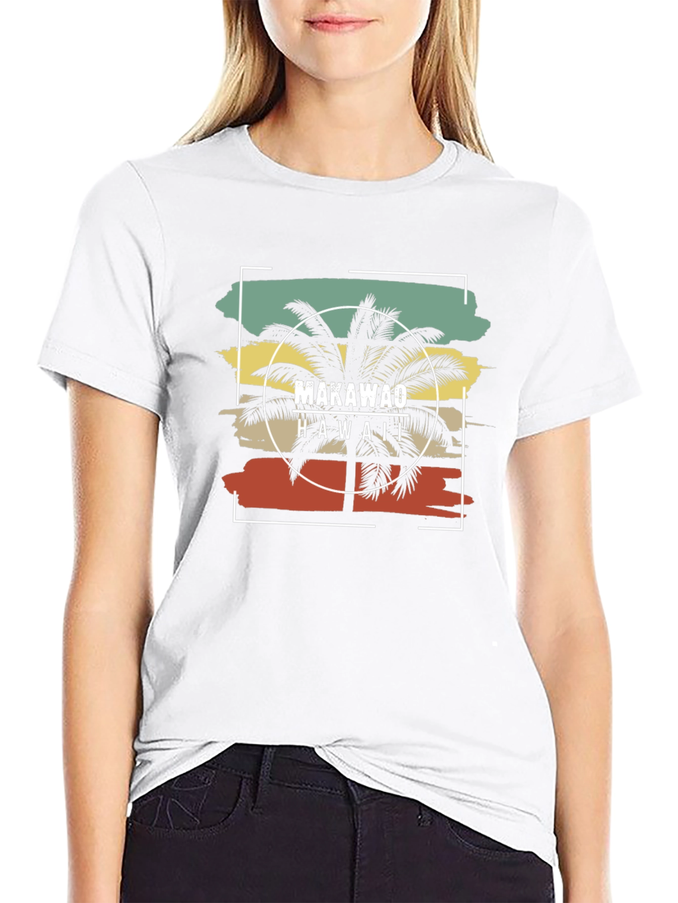 Makawao Hawaii Palm Tree Black T-Shirt