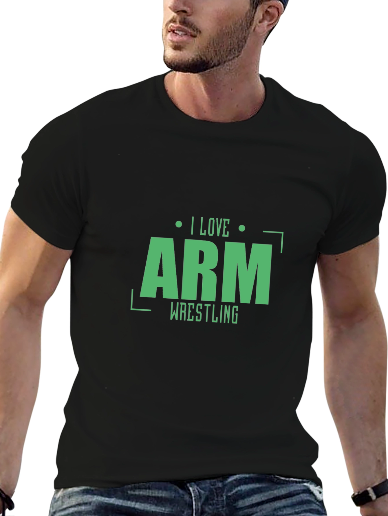 I Love Arm Wrestling T-Shirt - Black Stylish Design