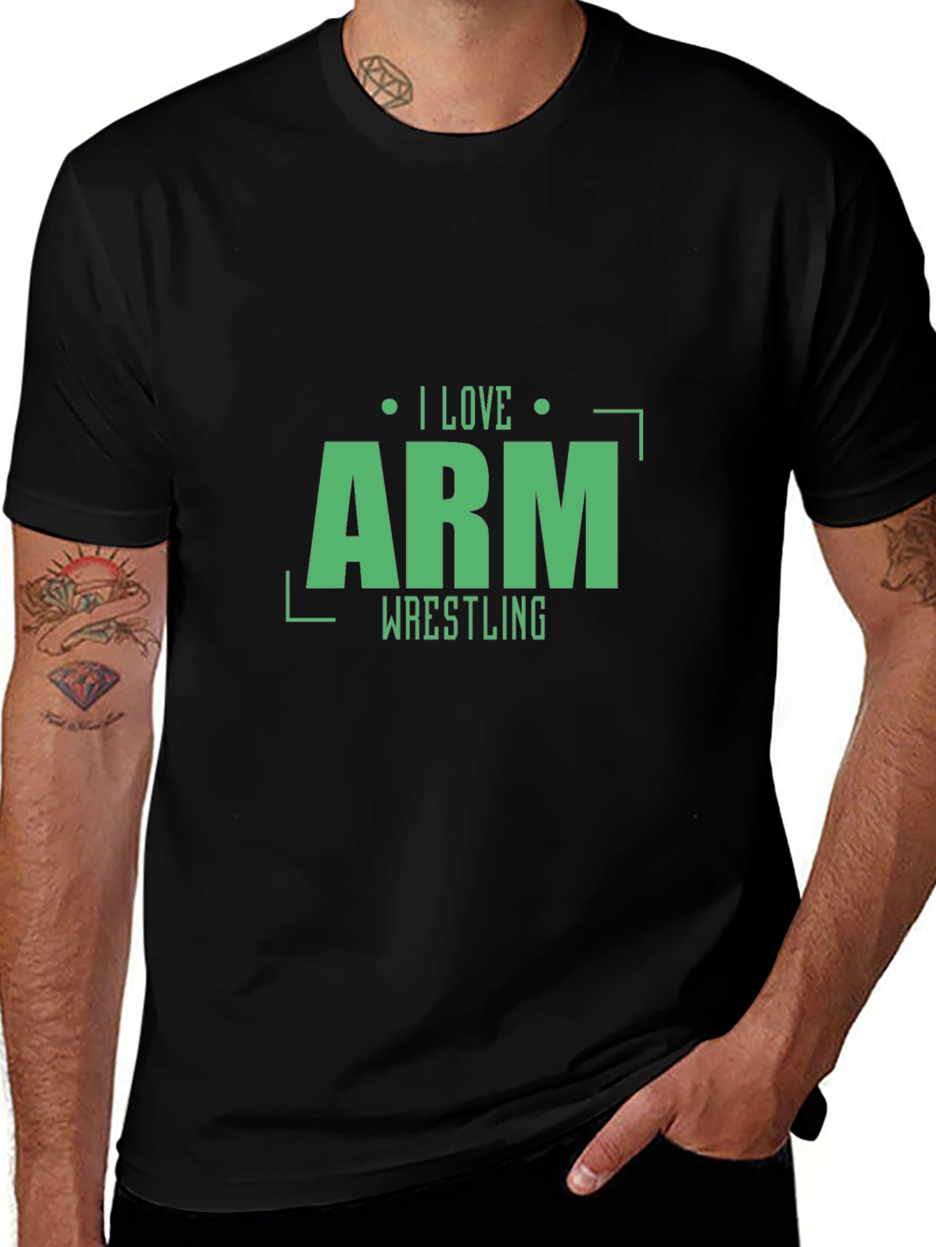 I Love Arm Wrestling T-Shirt - Black Stylish Design