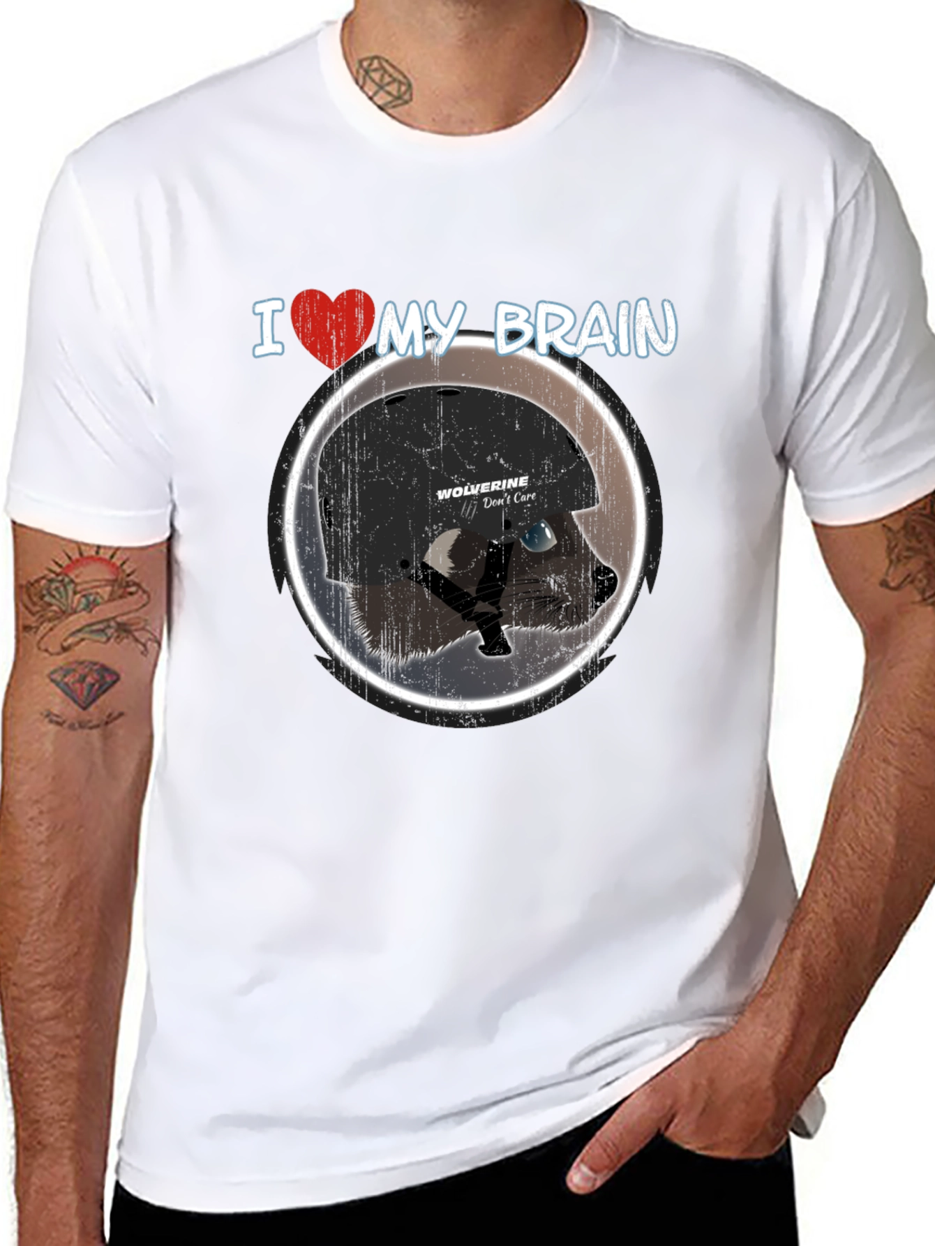 I Heart My Brain Raccoon Helmet T-Shirt