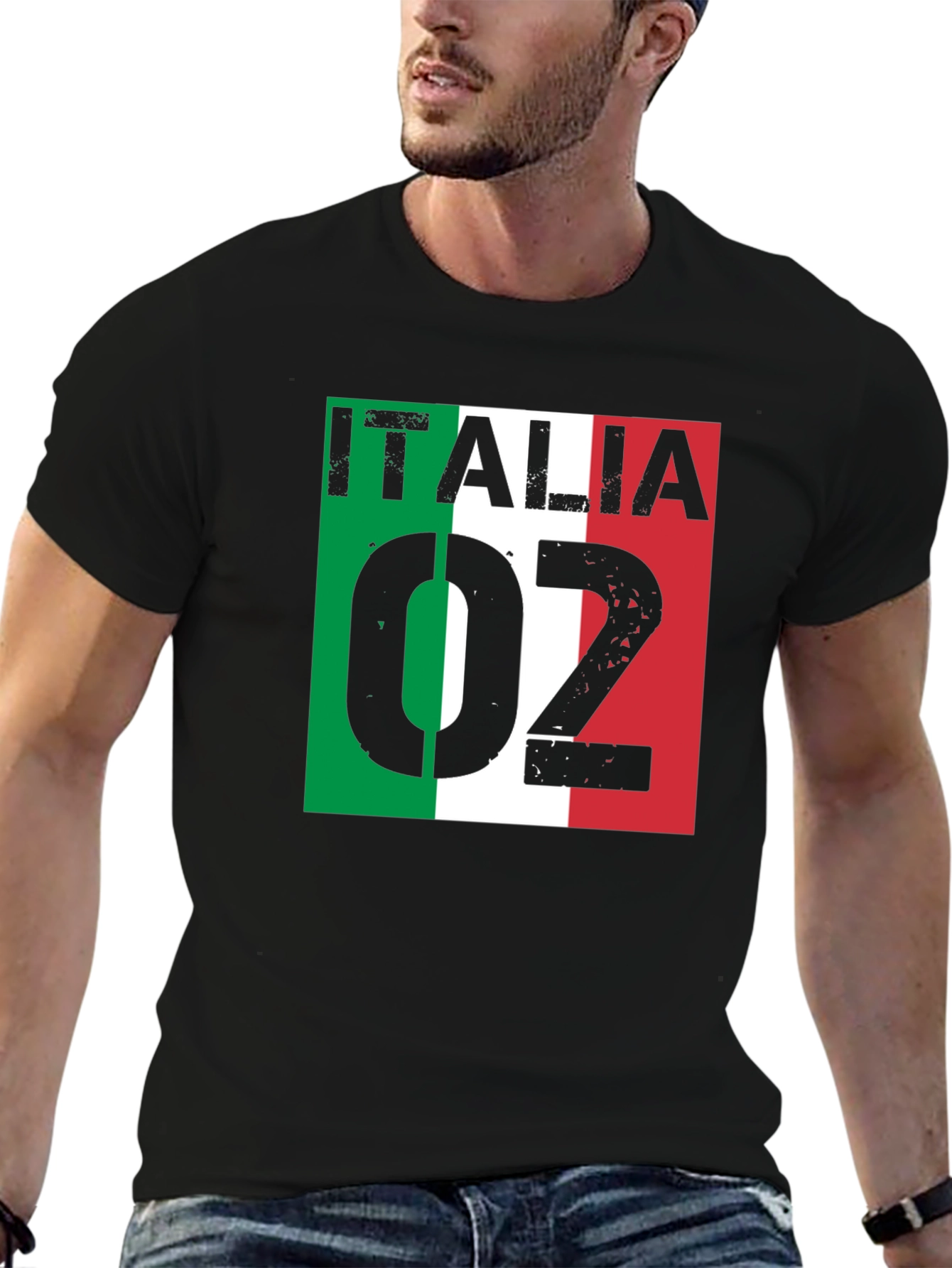 Italia 02 T-Shirt Black Italy Flag Design