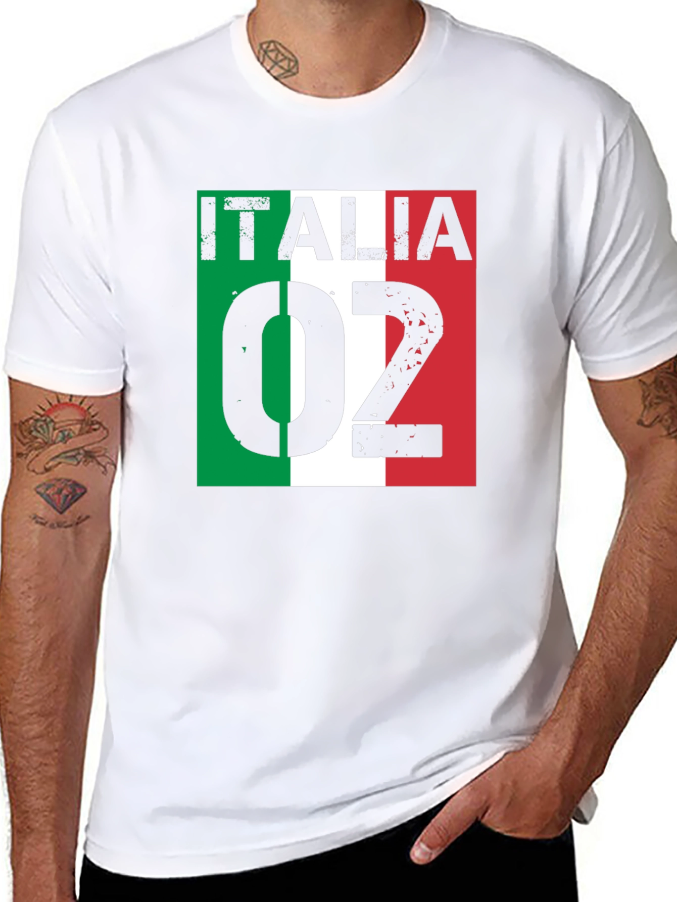 Italia 02 T-Shirt Black Italy Flag Design