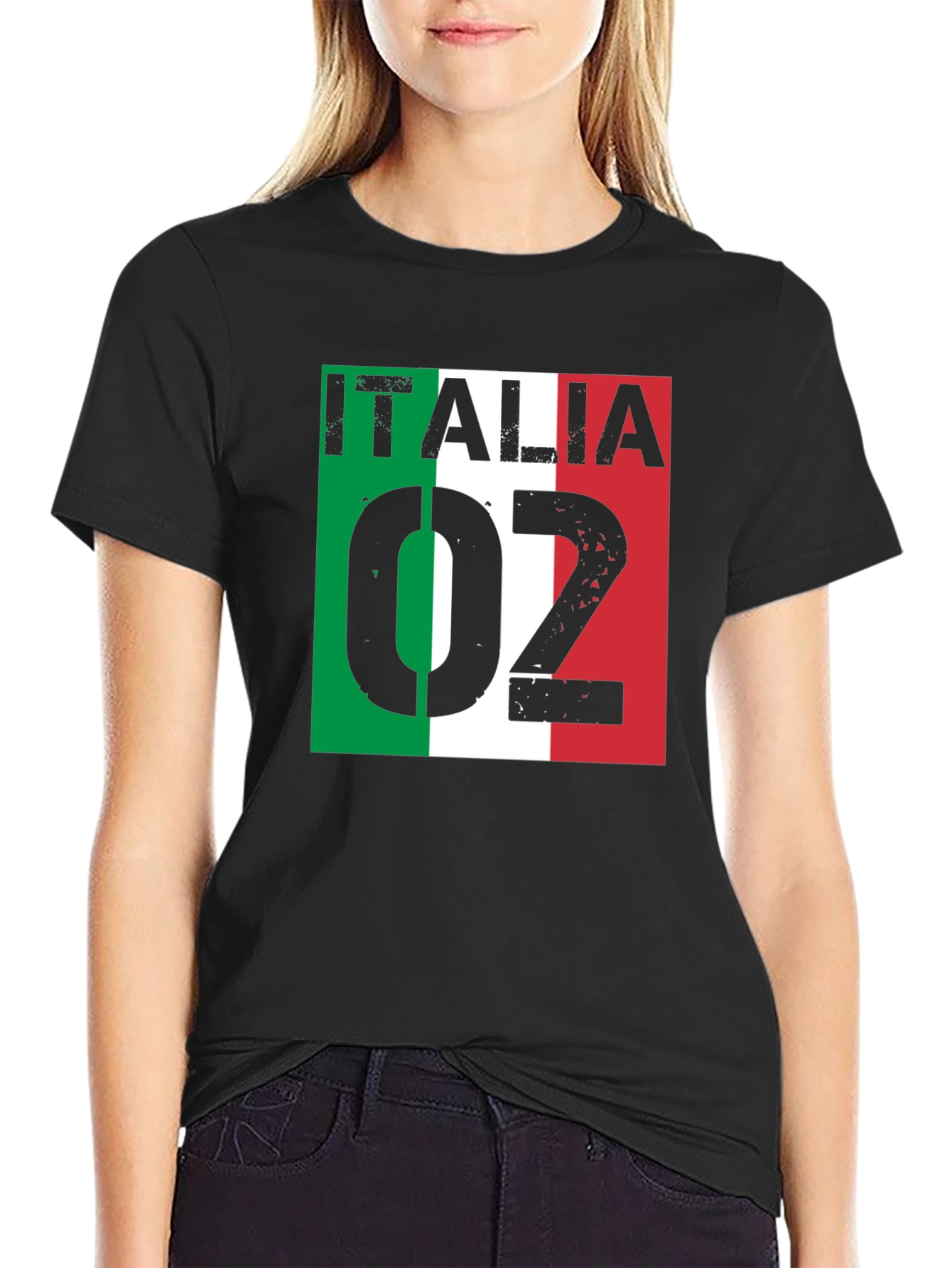 Italia 02 T-Shirt Black Italy Flag Design
