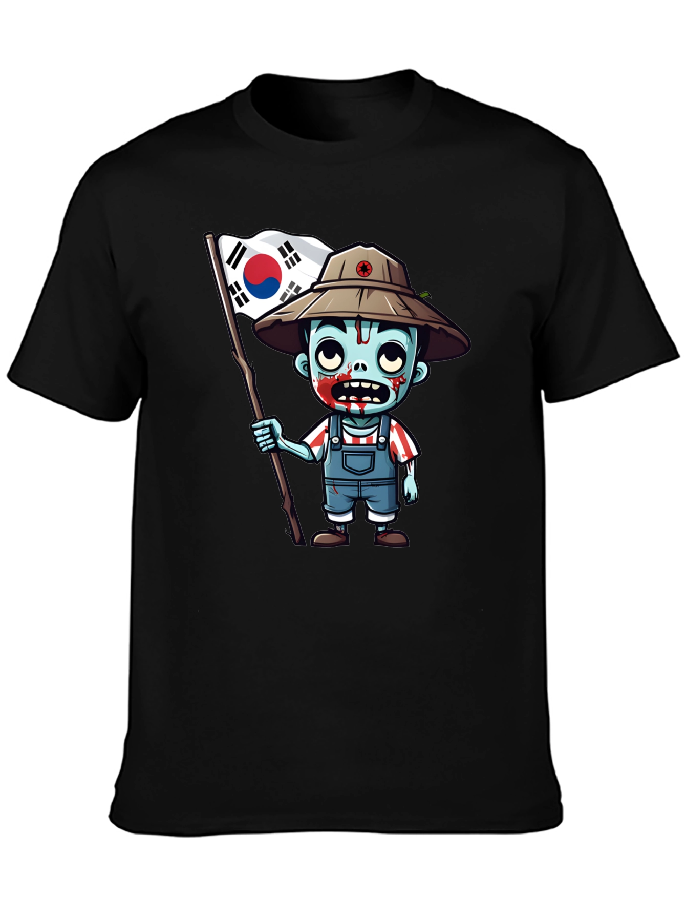 Zombie South Korea Flag Graphic T-Shirt