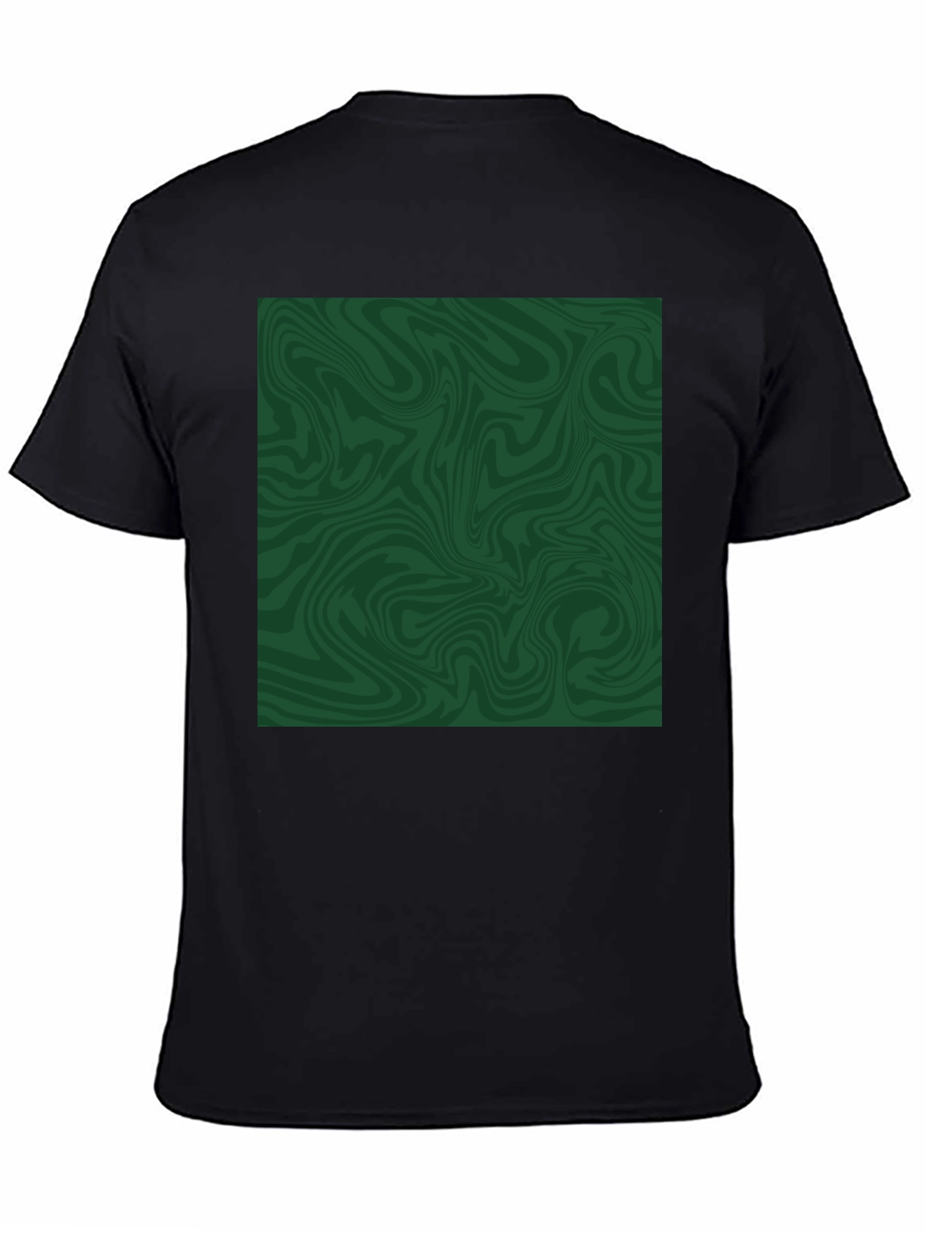Abstract Green Swirl Graphic Tee - Black