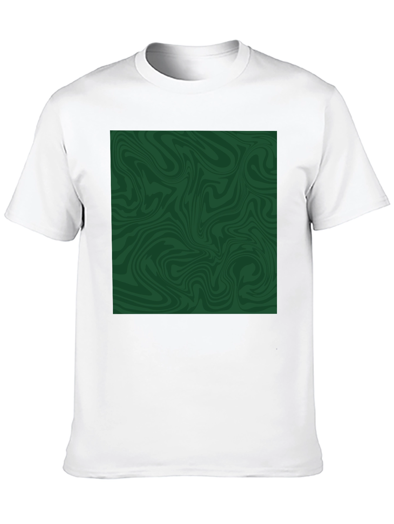 Abstract Green Swirl Graphic Tee - Black