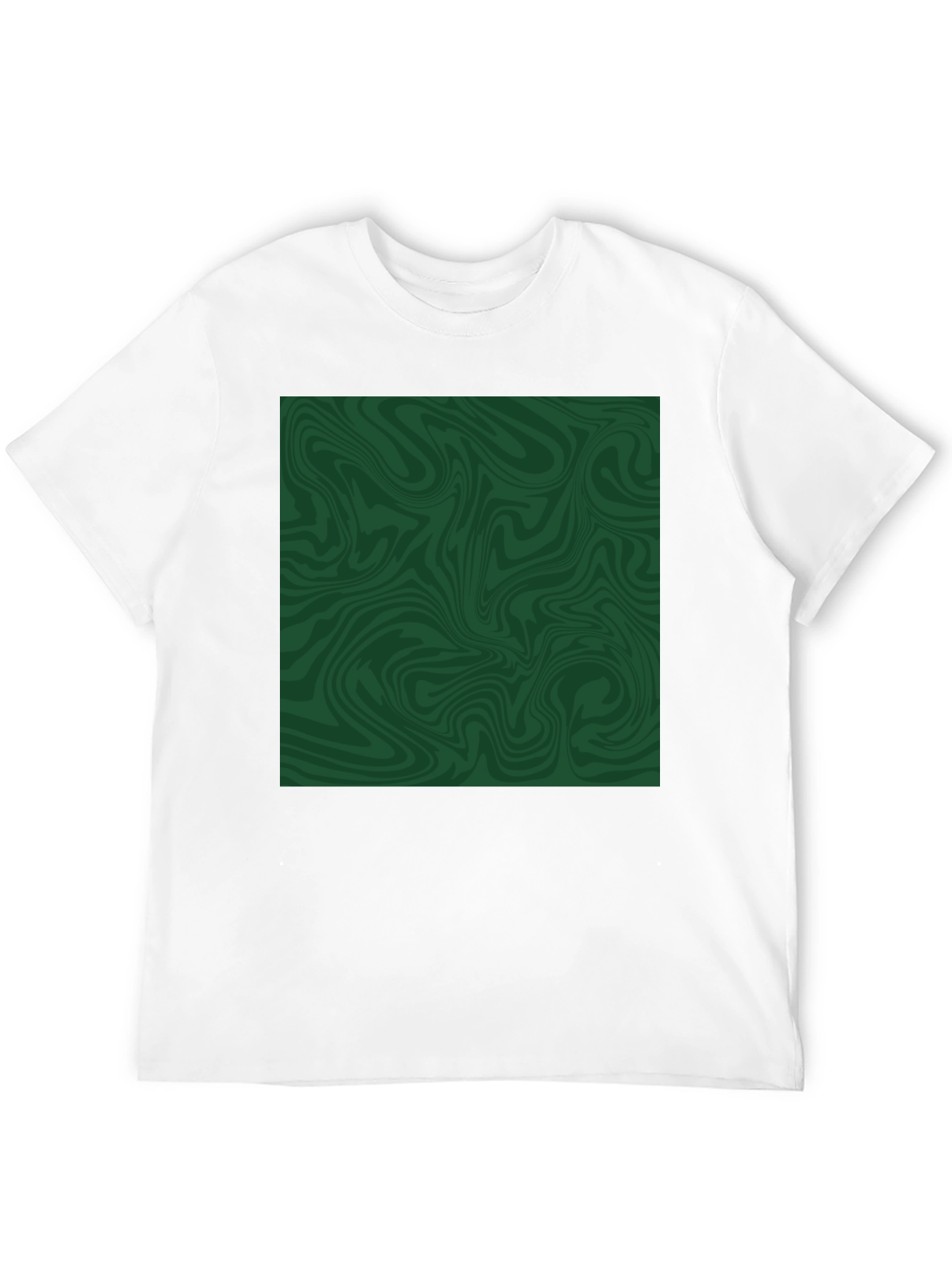 Abstract Green Swirl Graphic Tee - Black