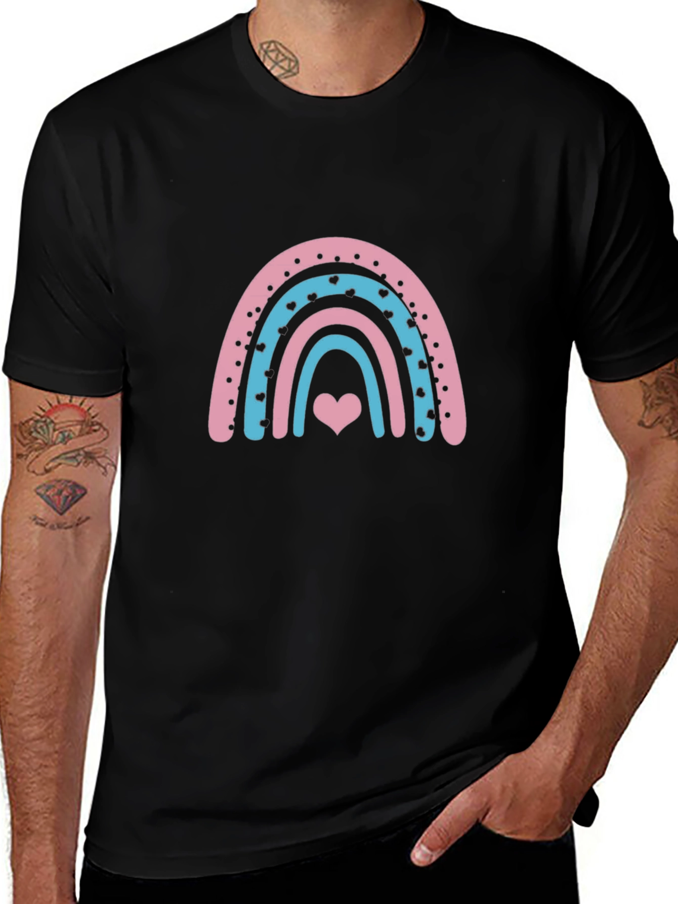Rainbow Heart Graphic Tee - Black
