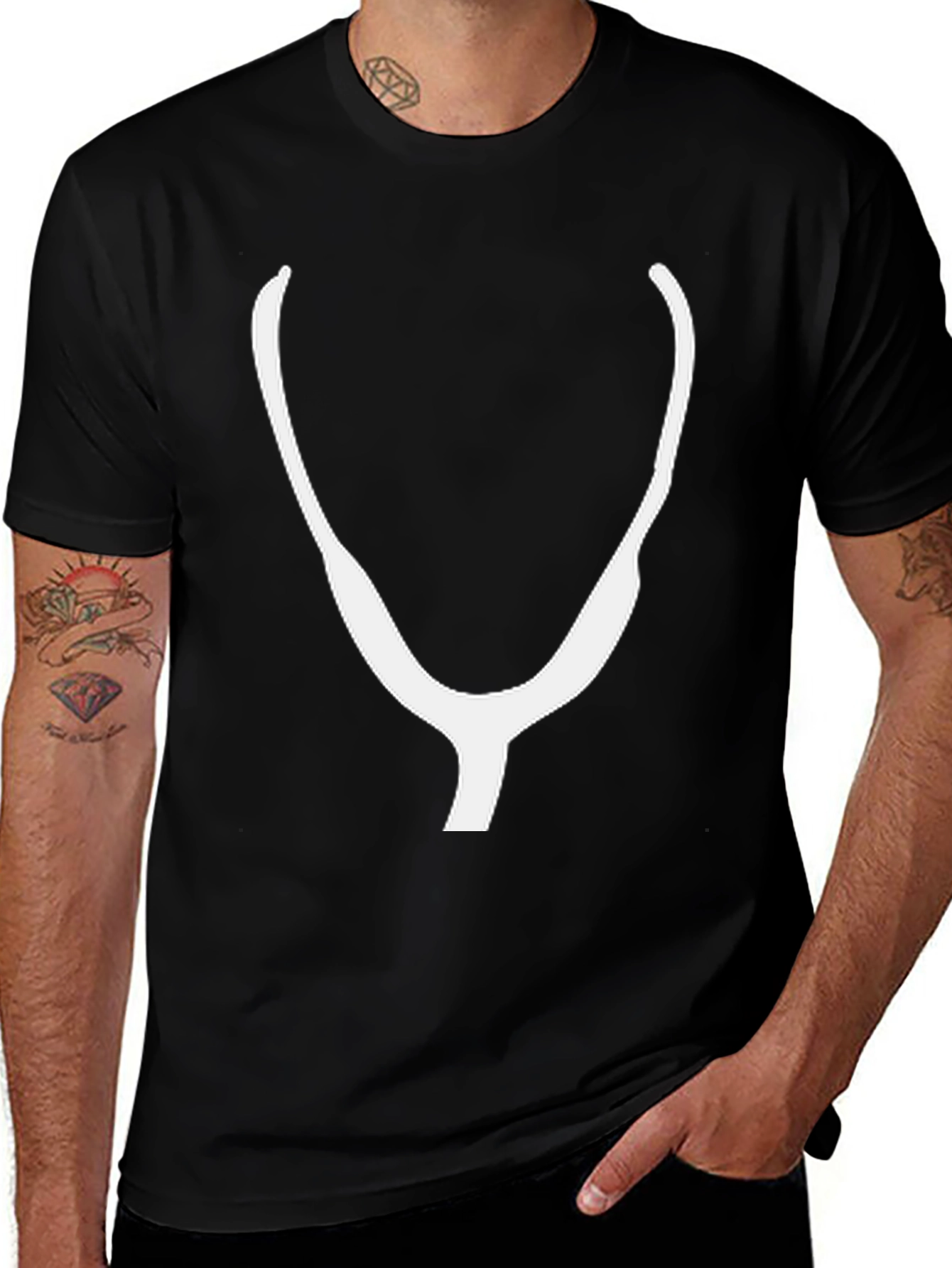 Minimalist Wishbone T-Shirt - Black Cotton Tee