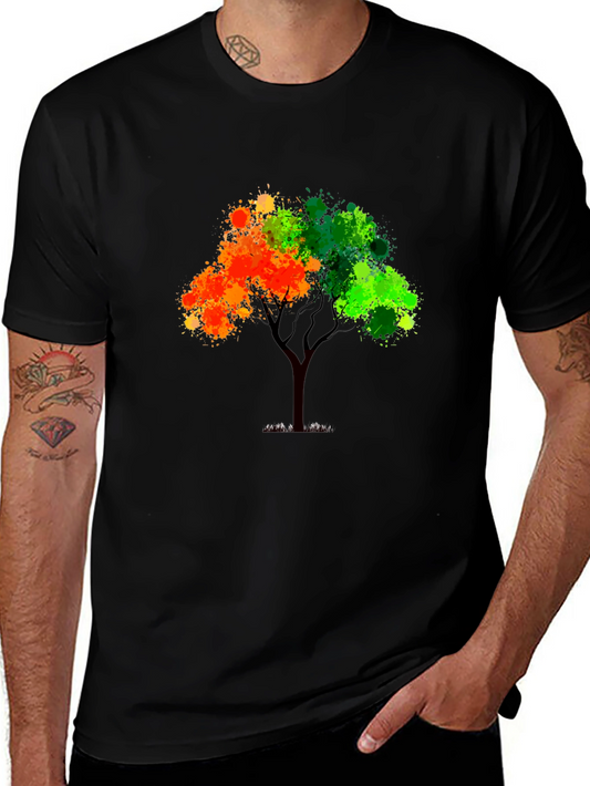 Colorful Tree Graphic T-Shirt - Modern Art Tee