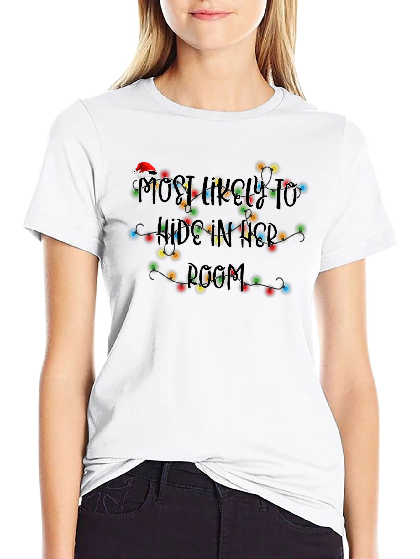 Hide in Her Room Christmas Lights Tee
