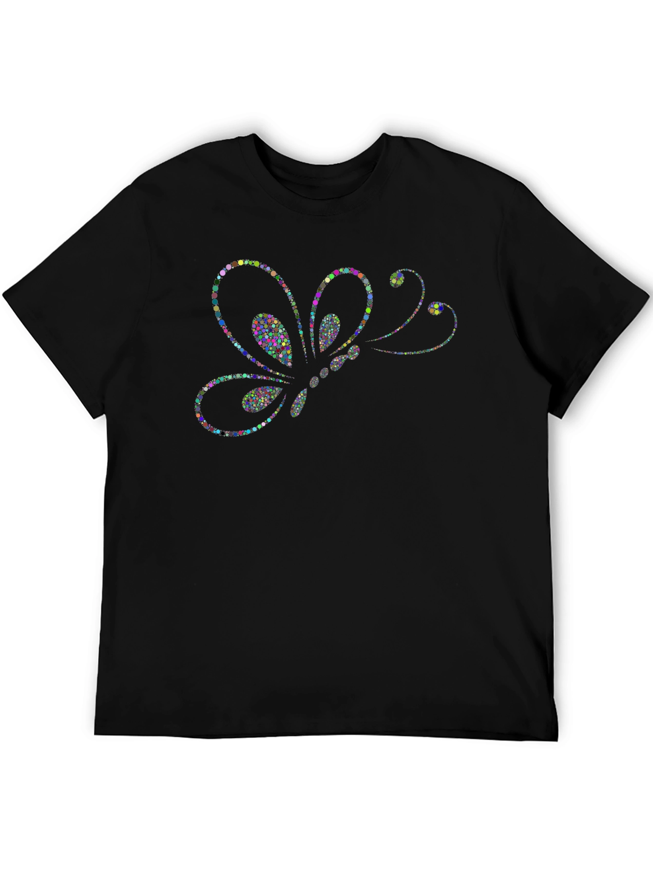 Butterfly Dot Art Black T-Shirt