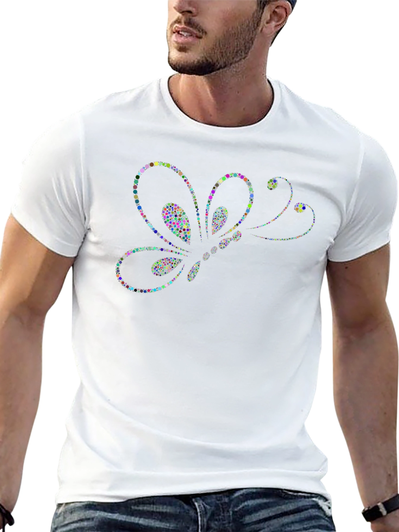Butterfly Dot Art Black T-Shirt