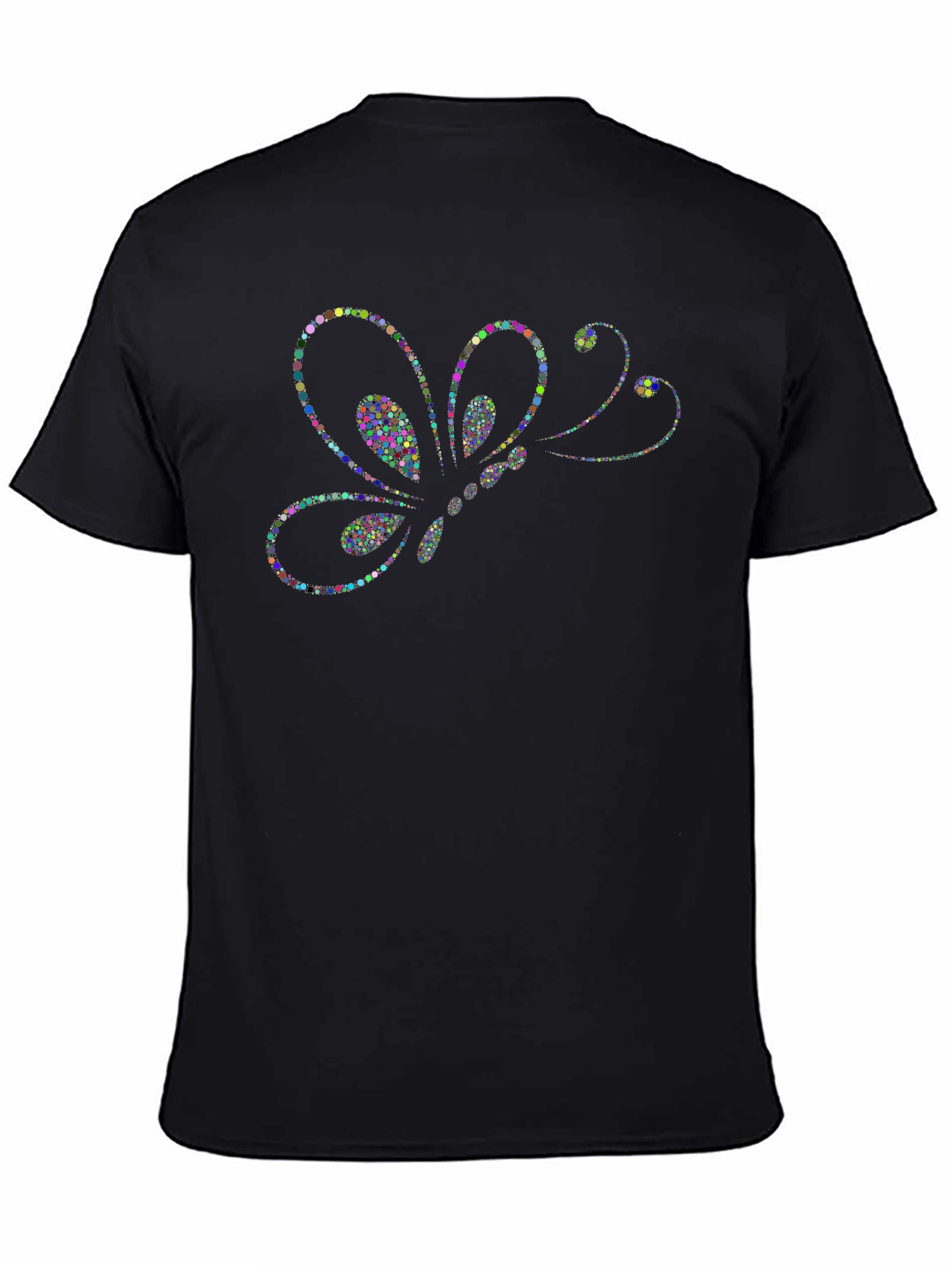 Butterfly Dot Art Black T-Shirt