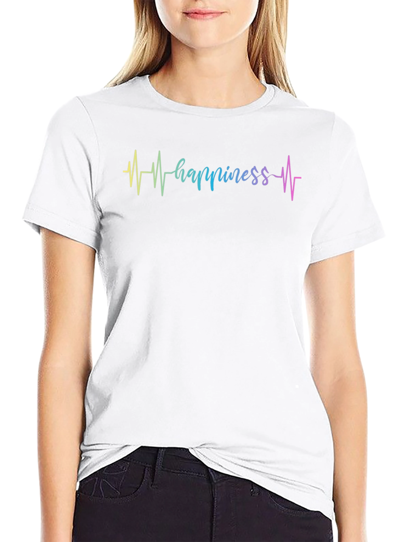 Happiness Heartbeat Graphic Tee - Black