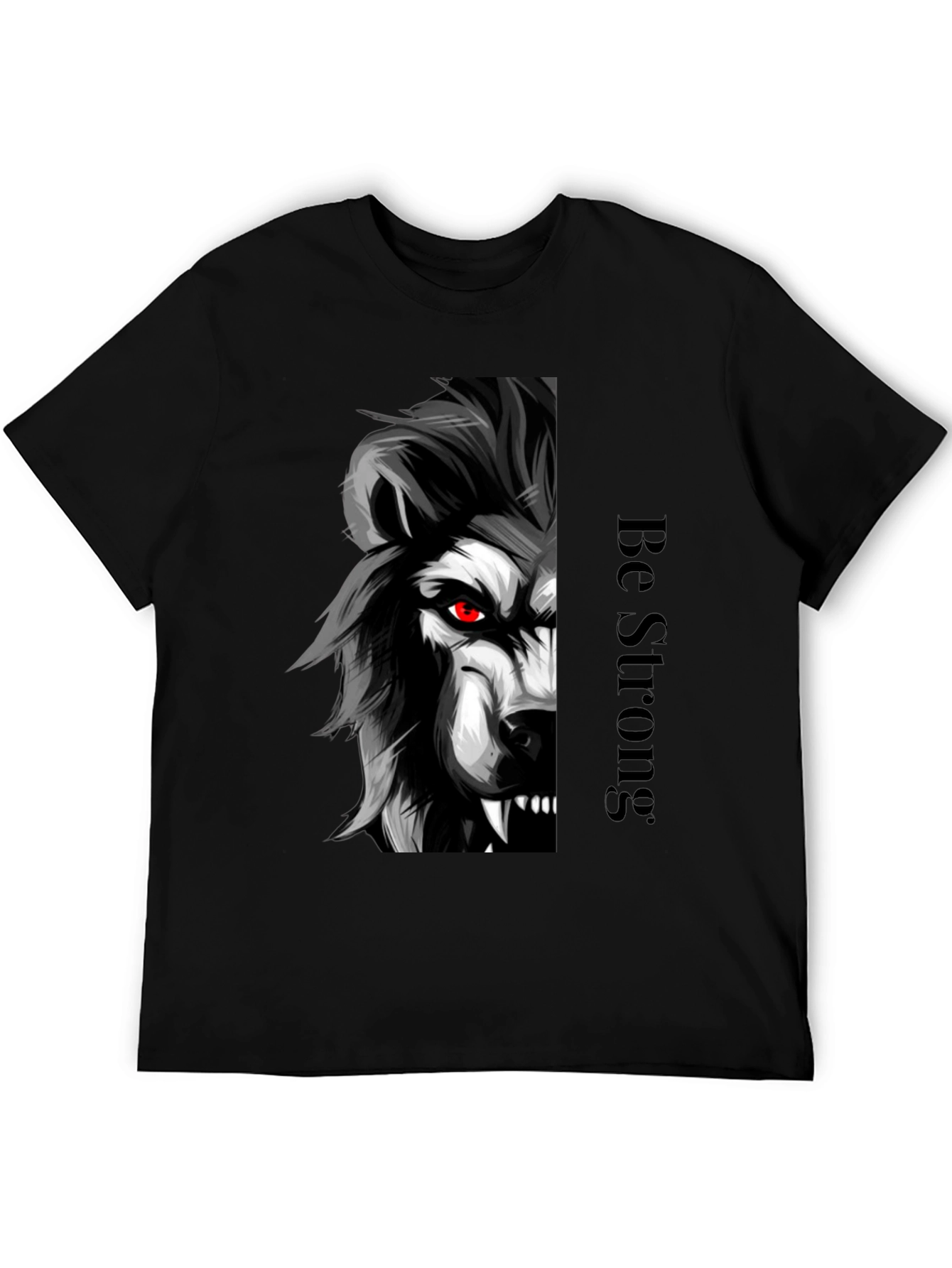 Be Strong Wolf Graphic Tee - Black