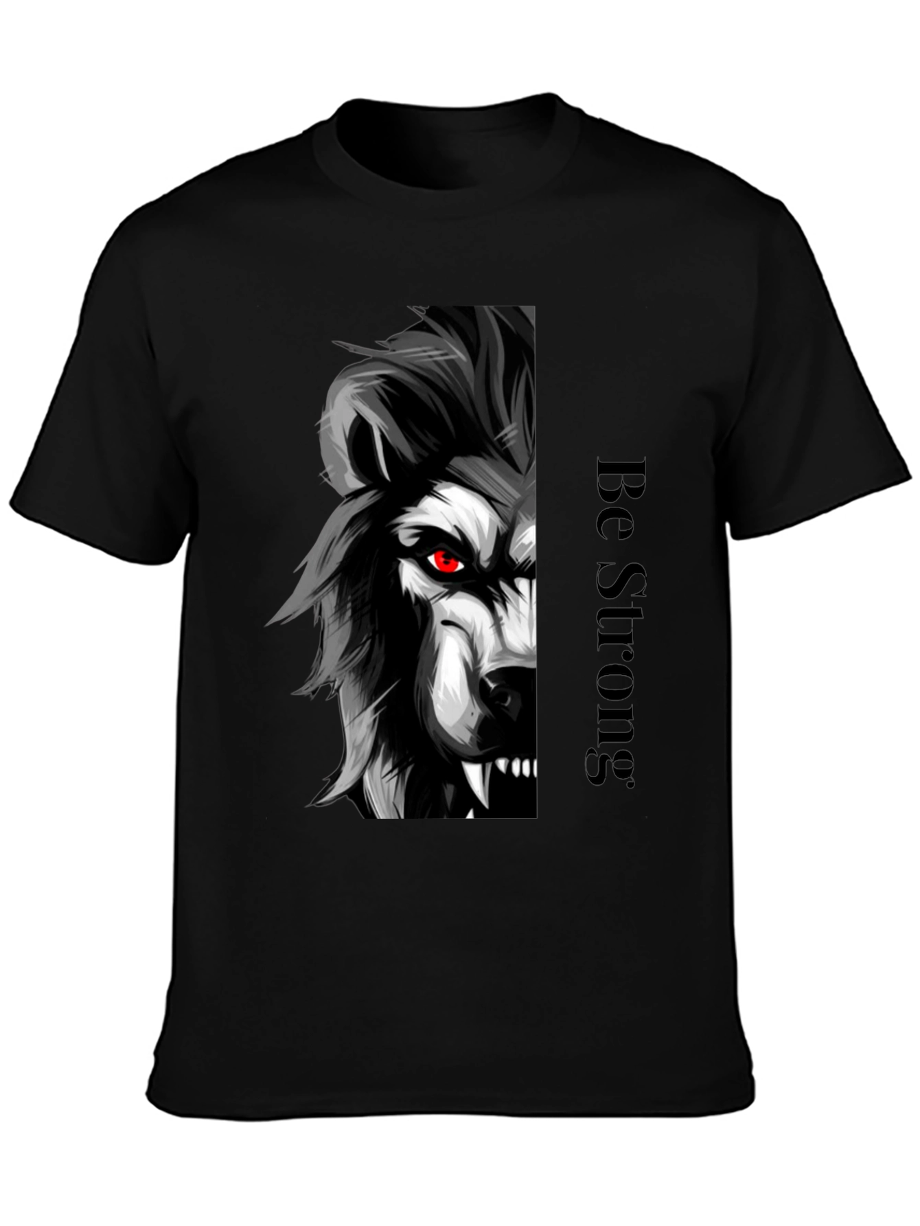 Be Strong Wolf Graphic Tee - Black
