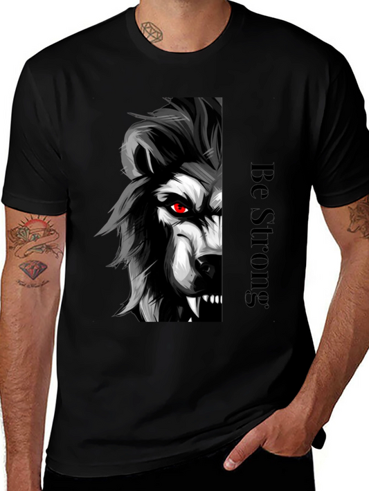 Be Strong Wolf Graphic Tee - Black