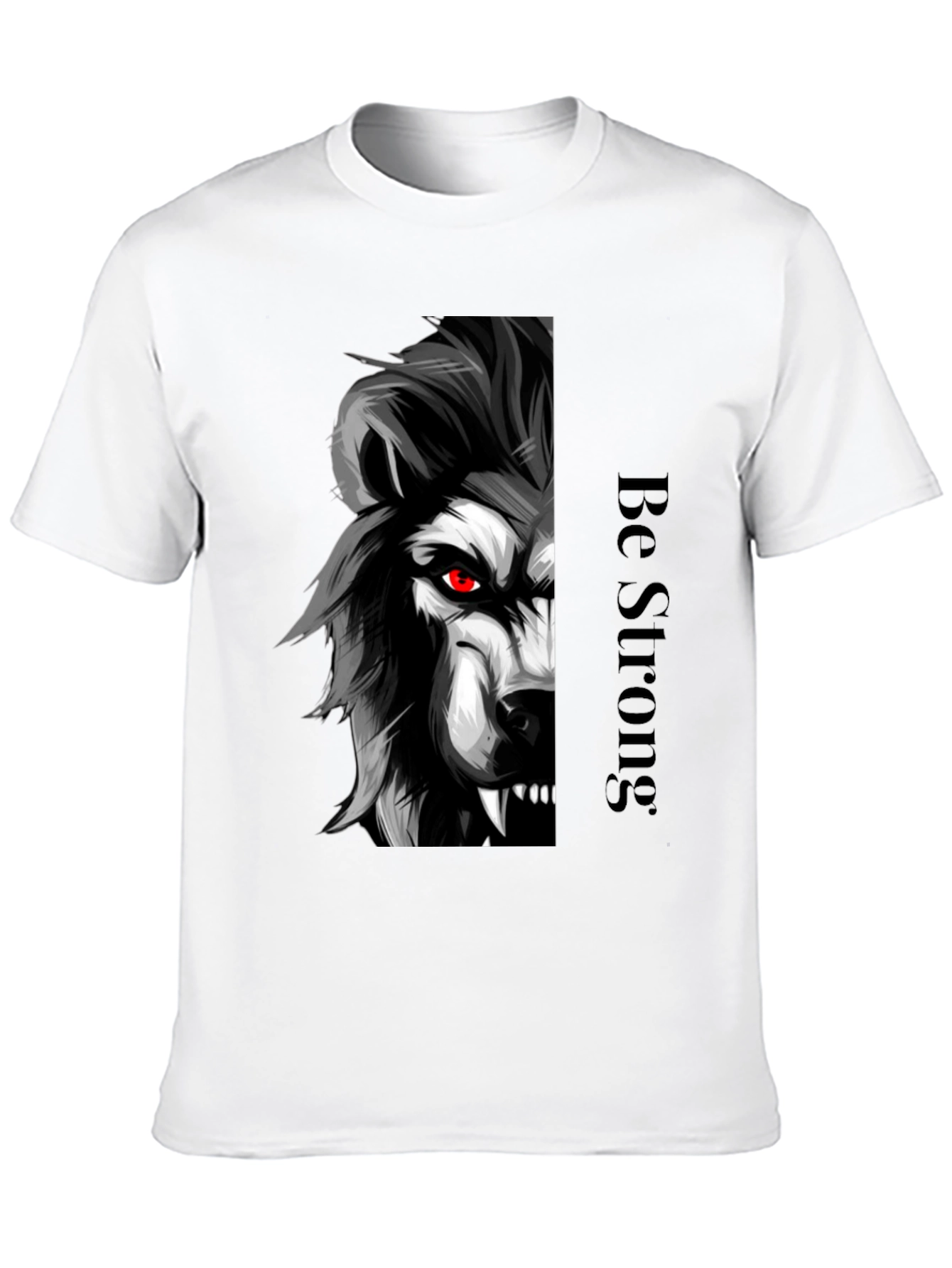 Be Strong Wolf Graphic Tee - Black