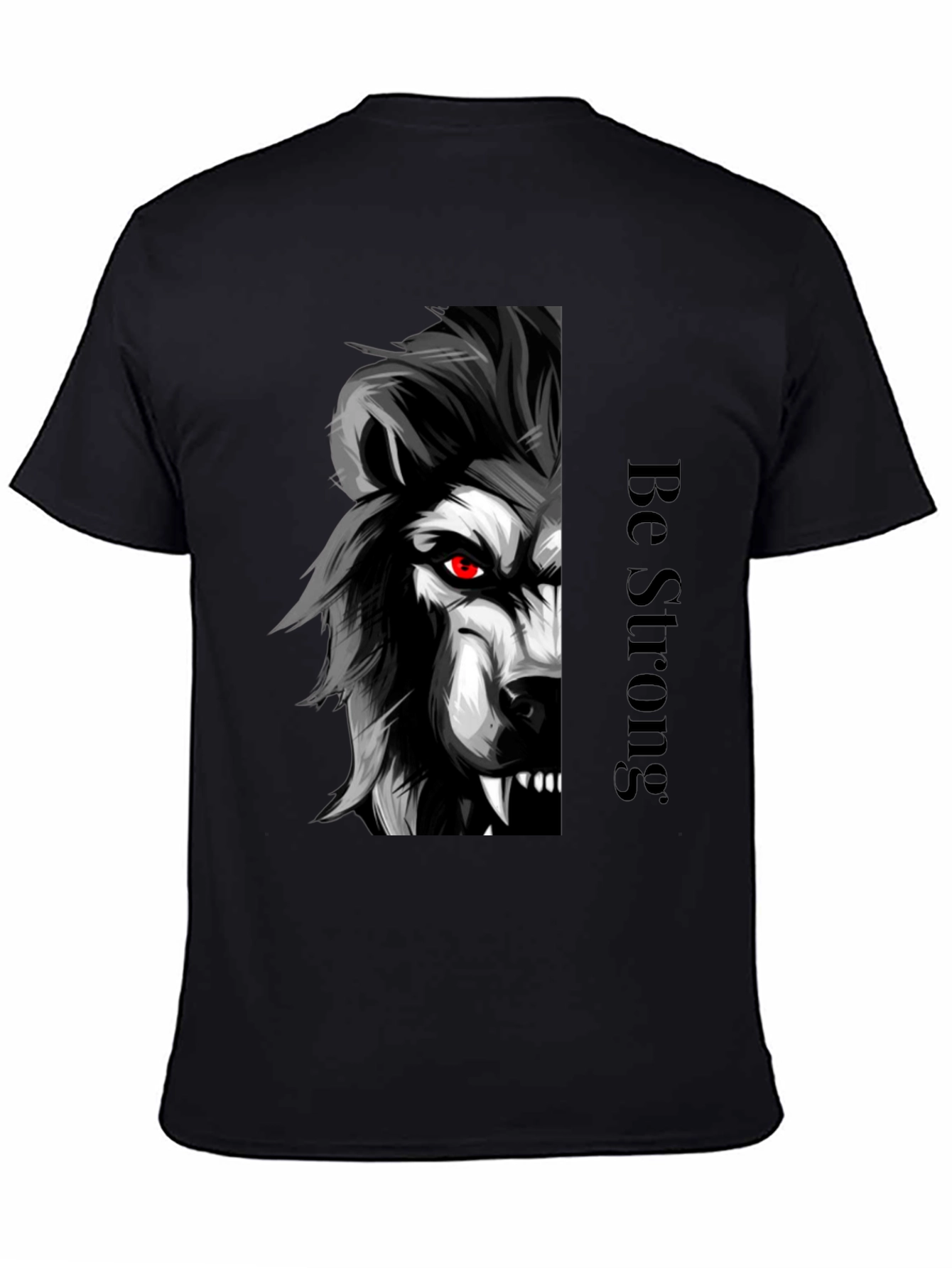 Be Strong Wolf Graphic Tee - Black