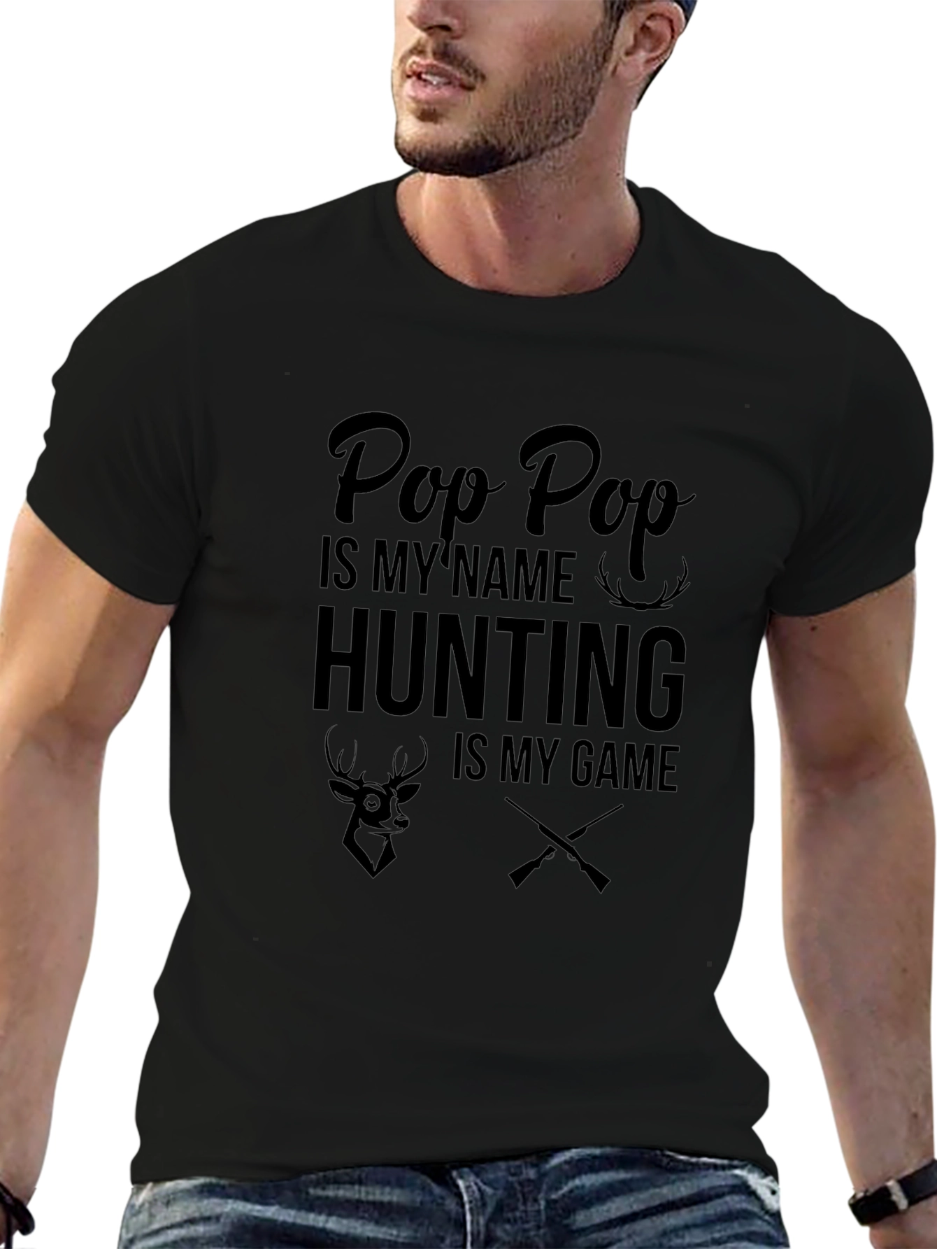Pop Pop Hunting T-Shirt - Black Graphic Tee