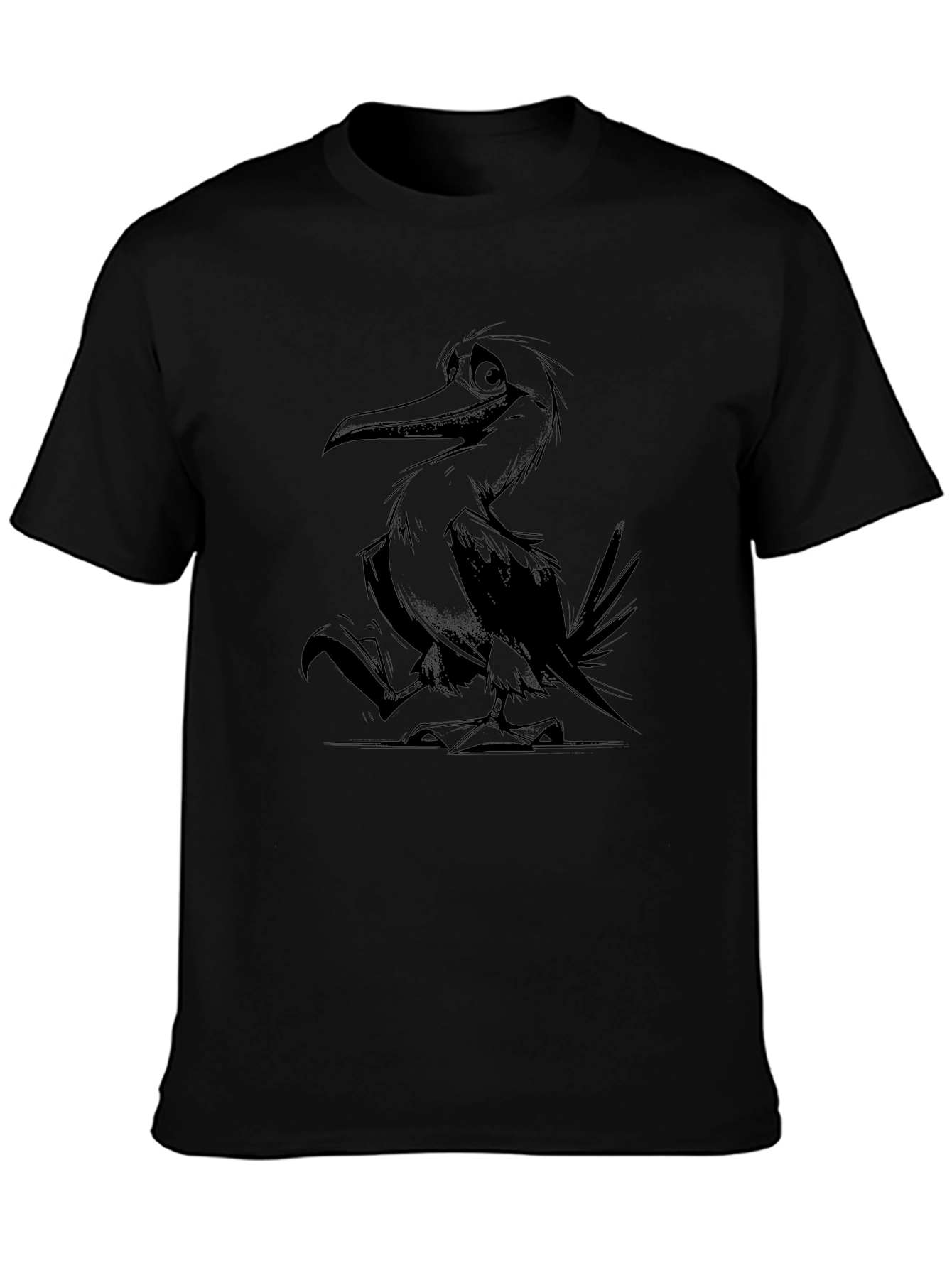 Cartoon Bird Graphic Tee - Unisex Black T-Shirt