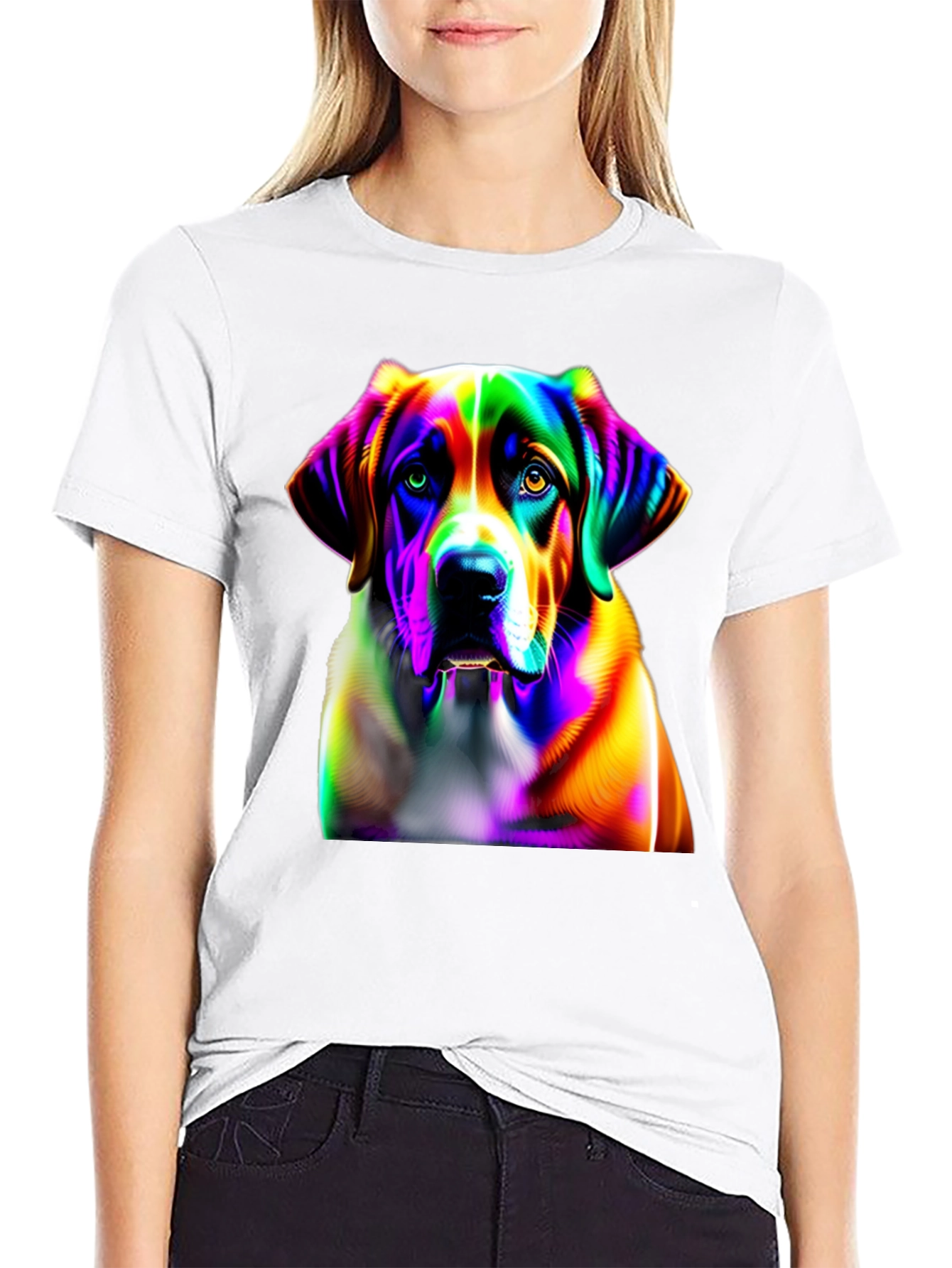 Rainbow Dog Graphic Tee - Unique Artistic Design