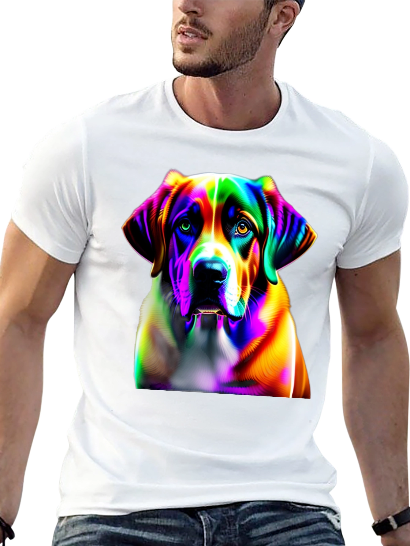 Rainbow Dog Graphic Tee - Unique Artistic Design