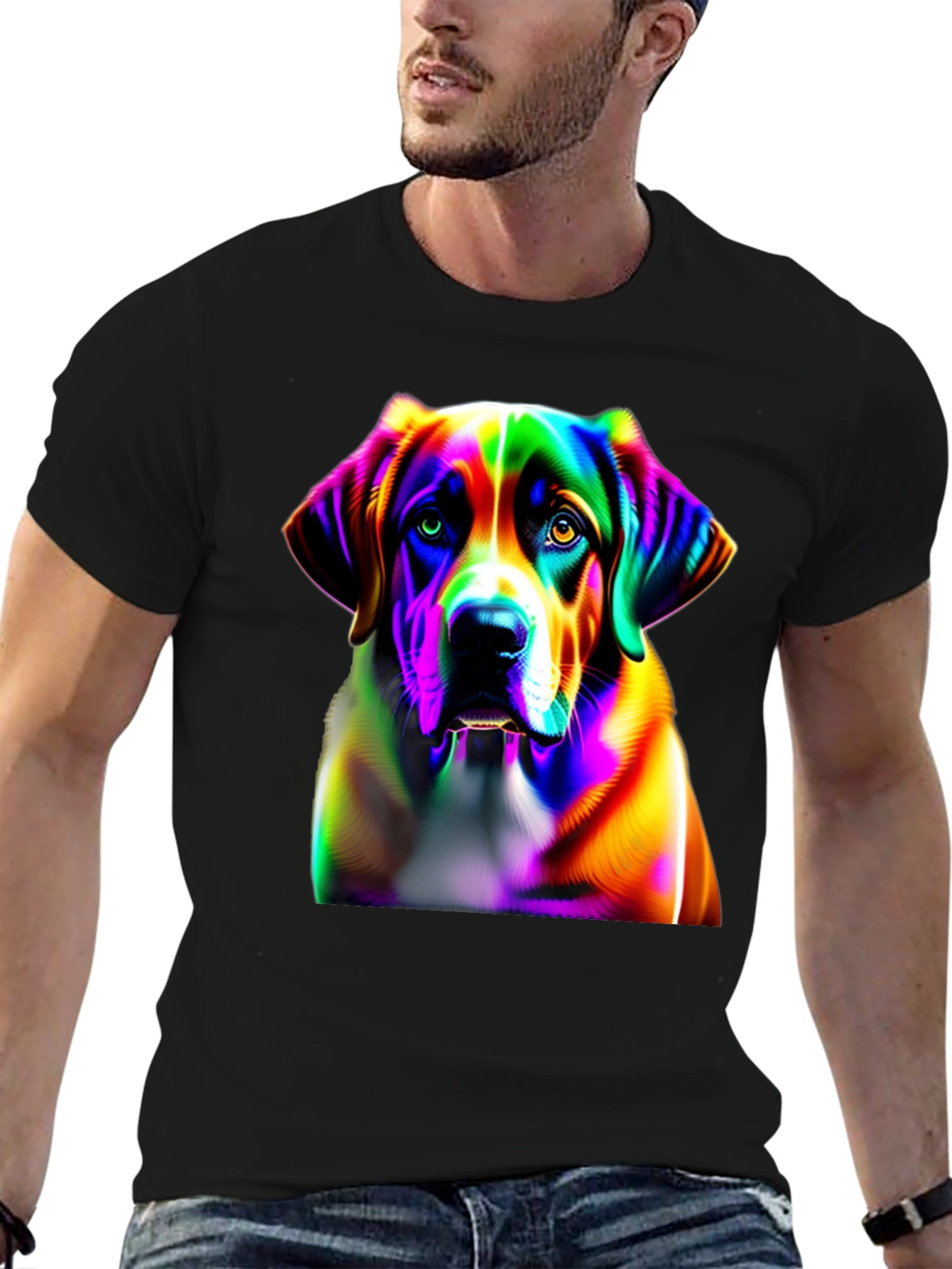 Rainbow Dog Graphic Tee - Unique Artistic Design