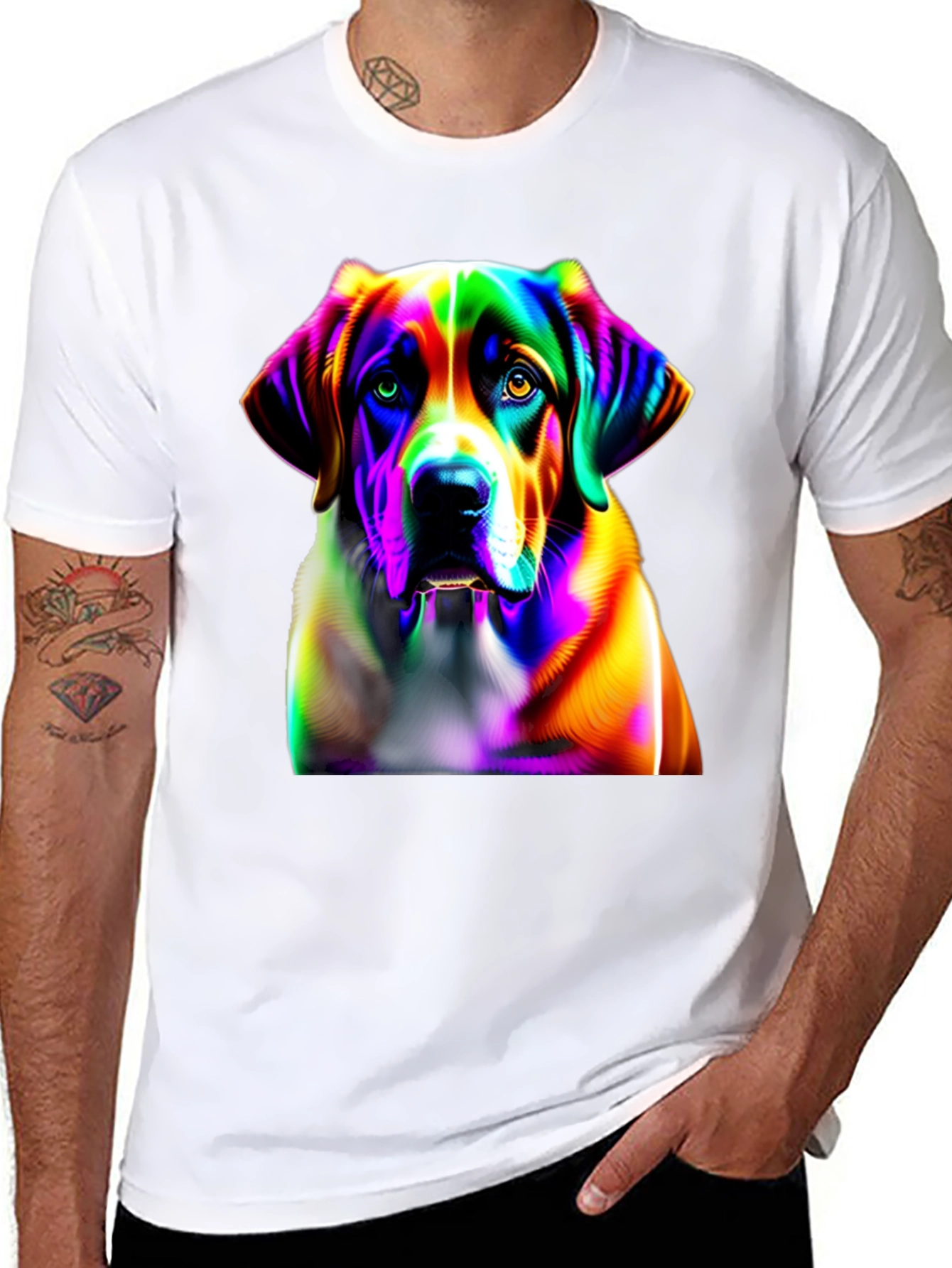 Rainbow Dog Graphic Tee - Unique Artistic Design