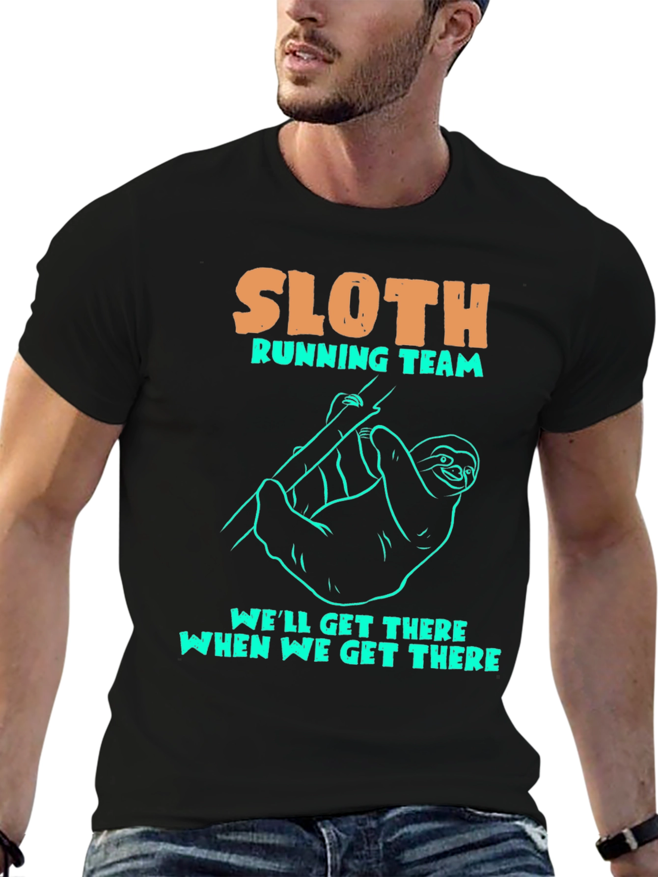 Sloth Running Team T-Shirt Funny Graphic Tee