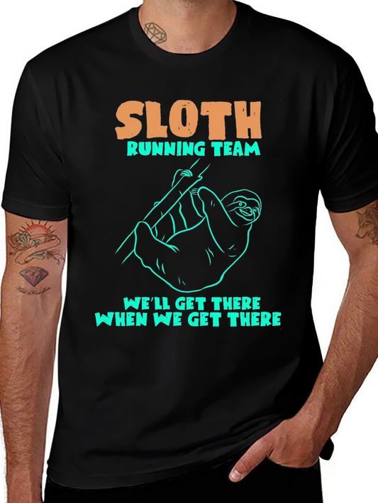 Sloth Running Team T-Shirt Funny Graphic Tee