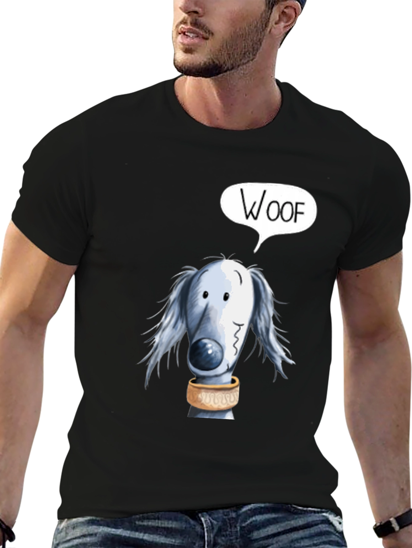 Woof Dog Graphic Tee - Soft Cotton Black T-Shirt