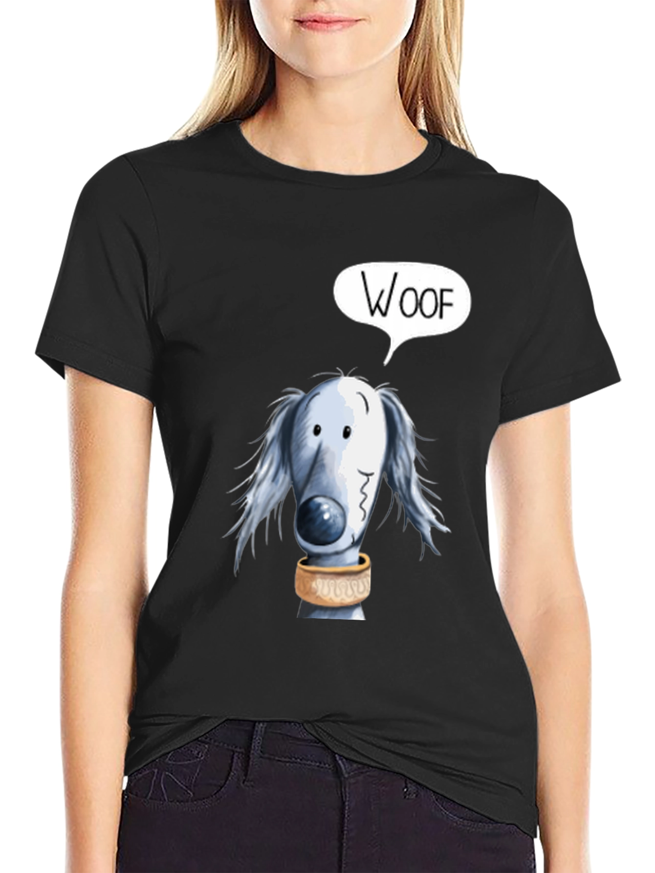 Woof Dog Graphic Tee - Soft Cotton Black T-Shirt