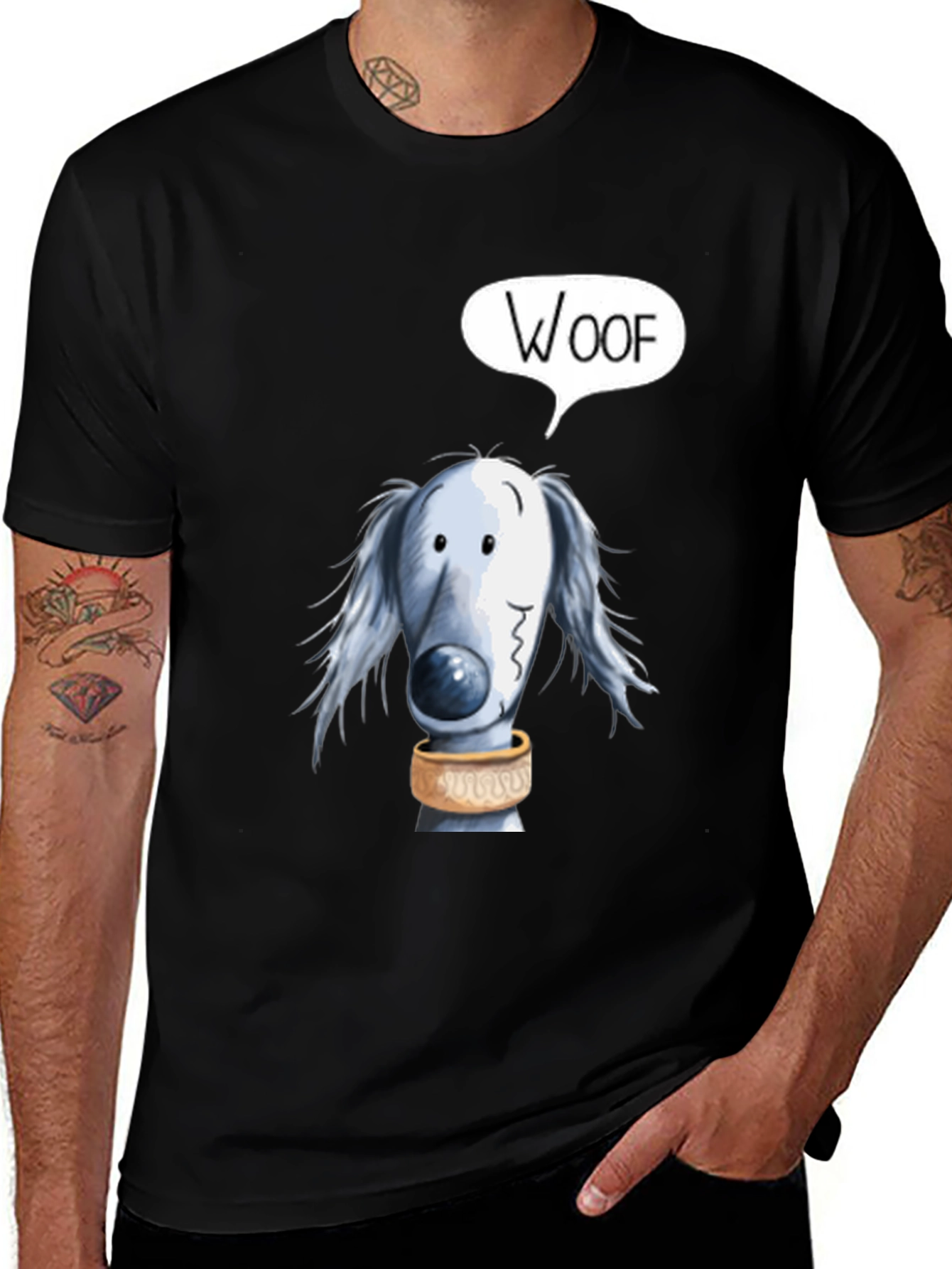 Woof Dog Graphic Tee - Soft Cotton Black T-Shirt