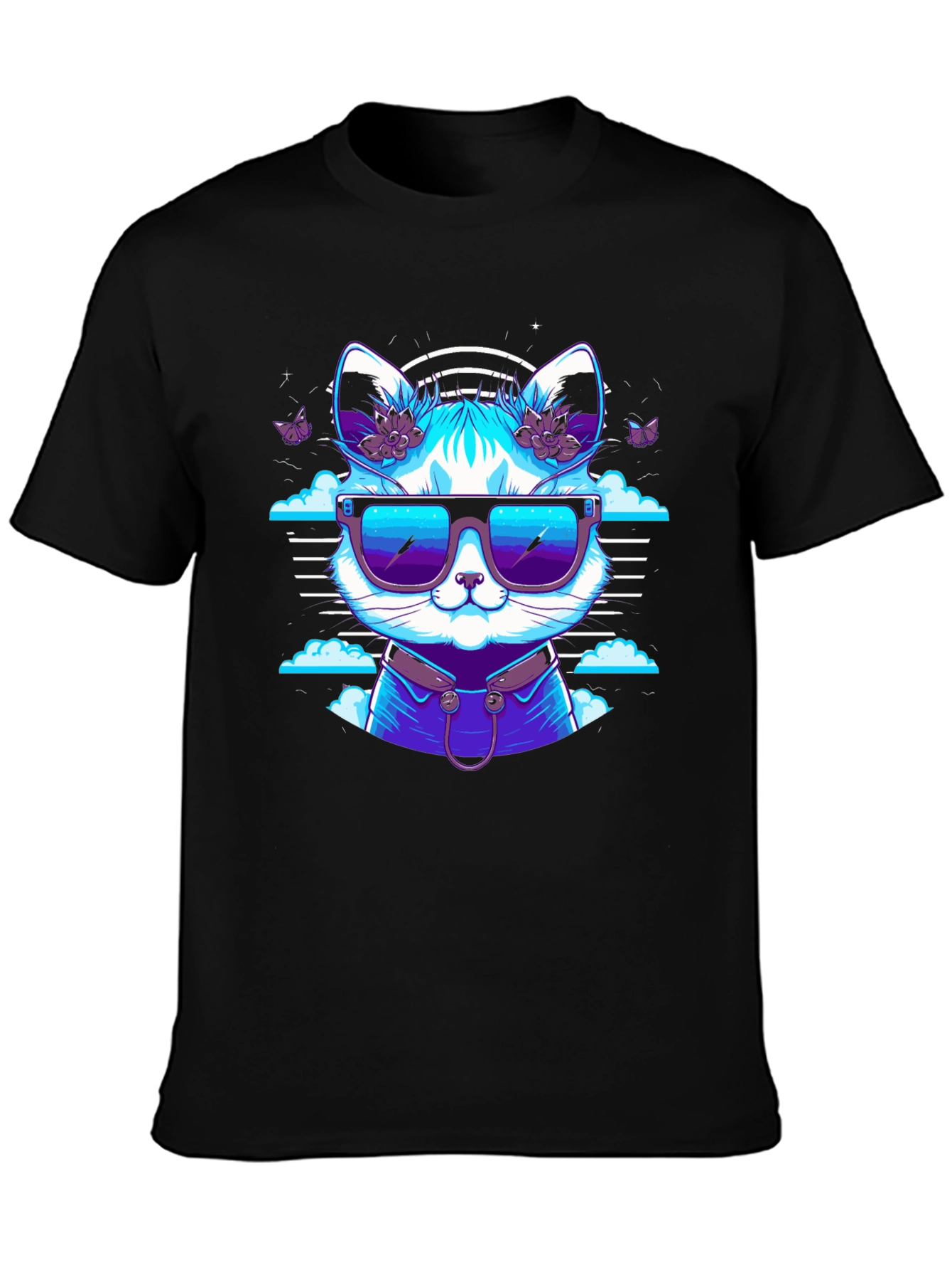 Cool Cat Graphic Tee - Black
