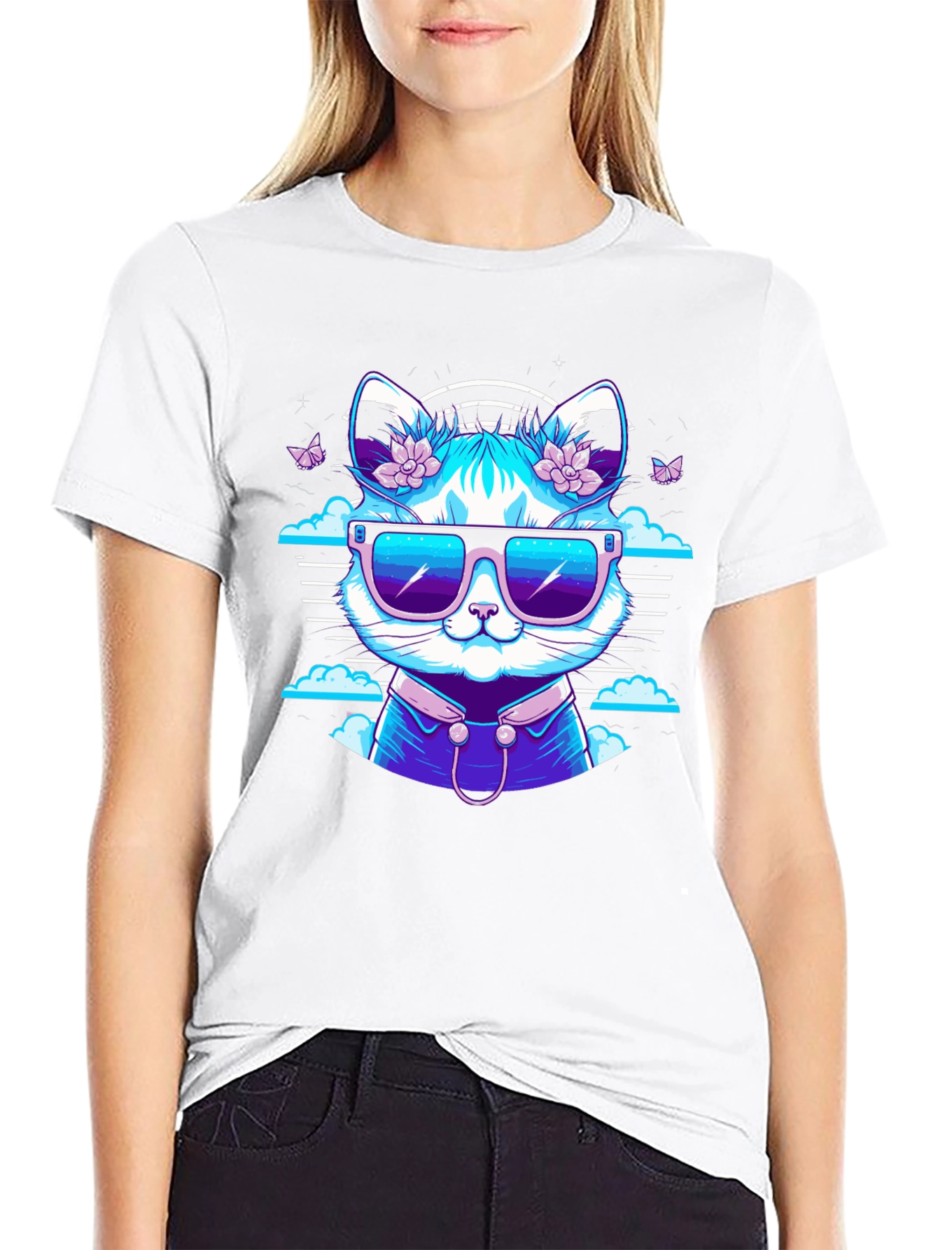Cool Cat Graphic Tee - Black