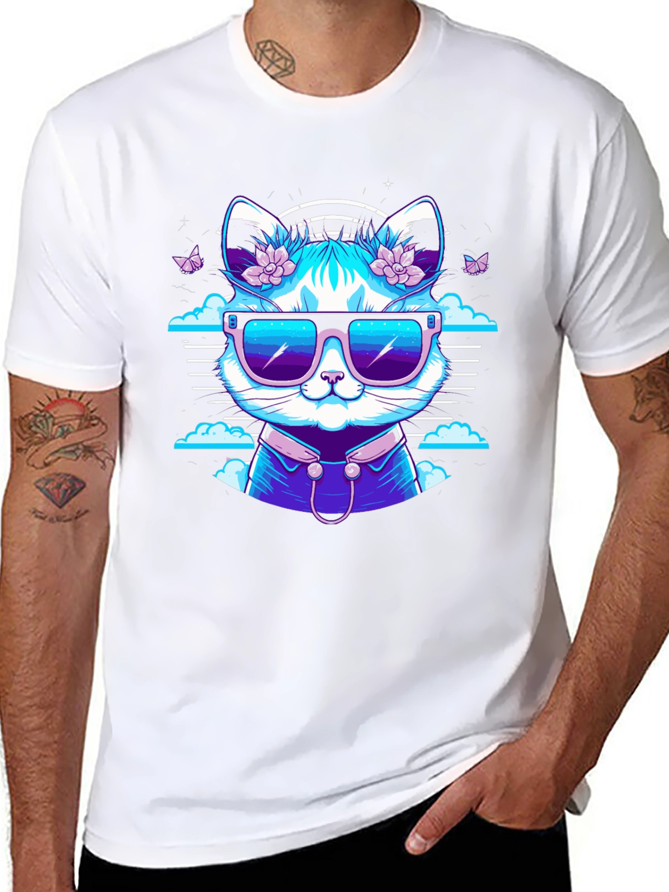 Cool Cat Graphic Tee - Black