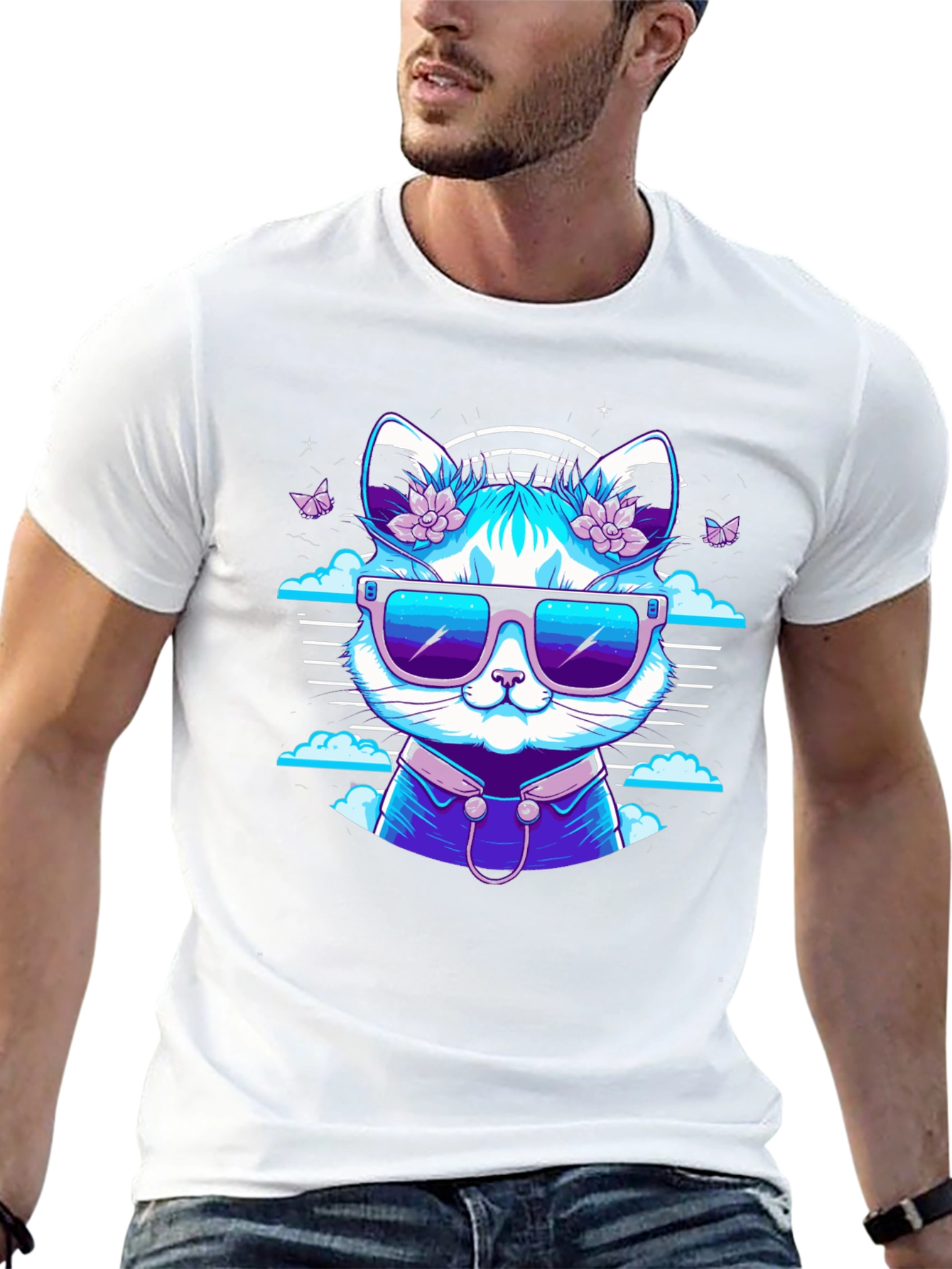 Cool Cat Graphic Tee - Black