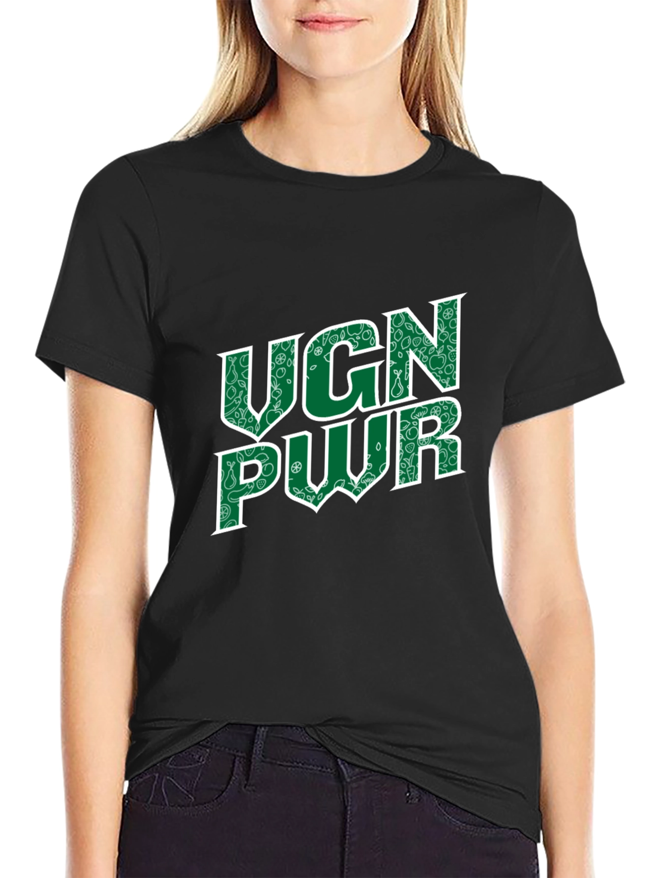 Vegan Power Black T-Shirt - UGN PWR Design