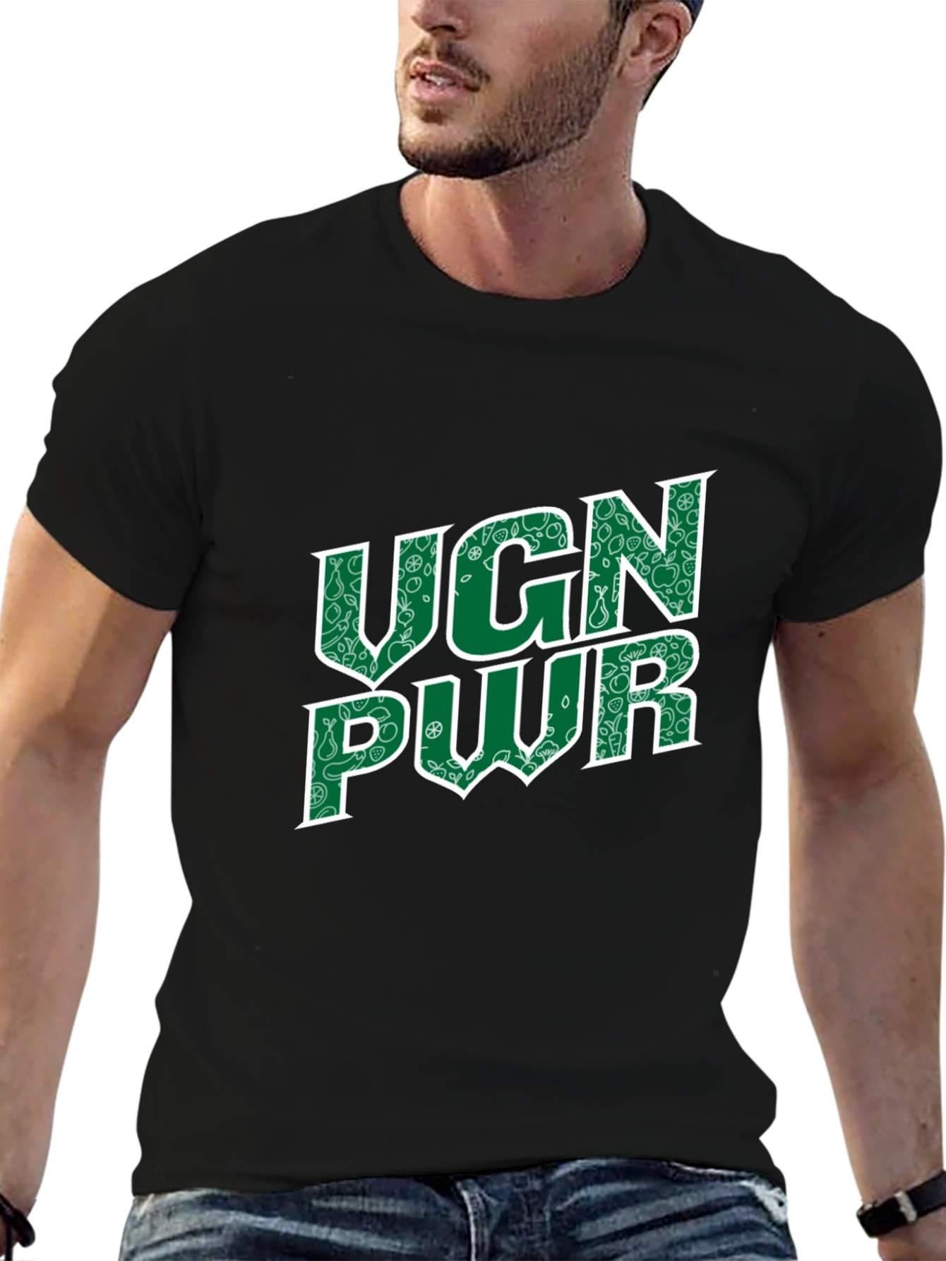 Vegan Power Black T-Shirt - UGN PWR Design