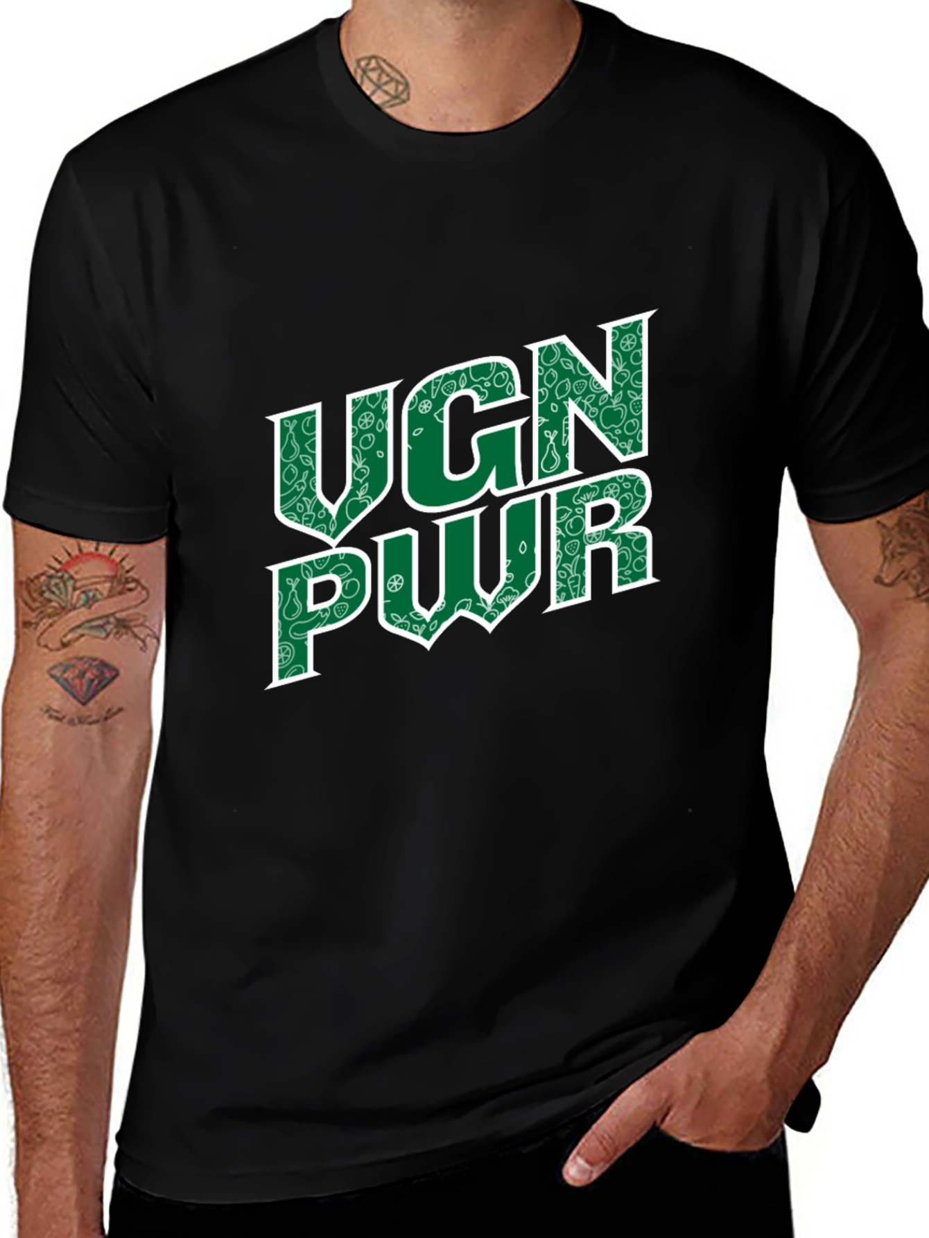 Vegan Power Black T-Shirt - UGN PWR Design