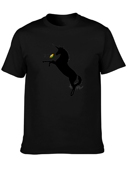 Unicorn Corn Graphic Tee - Black Cotton Shirt