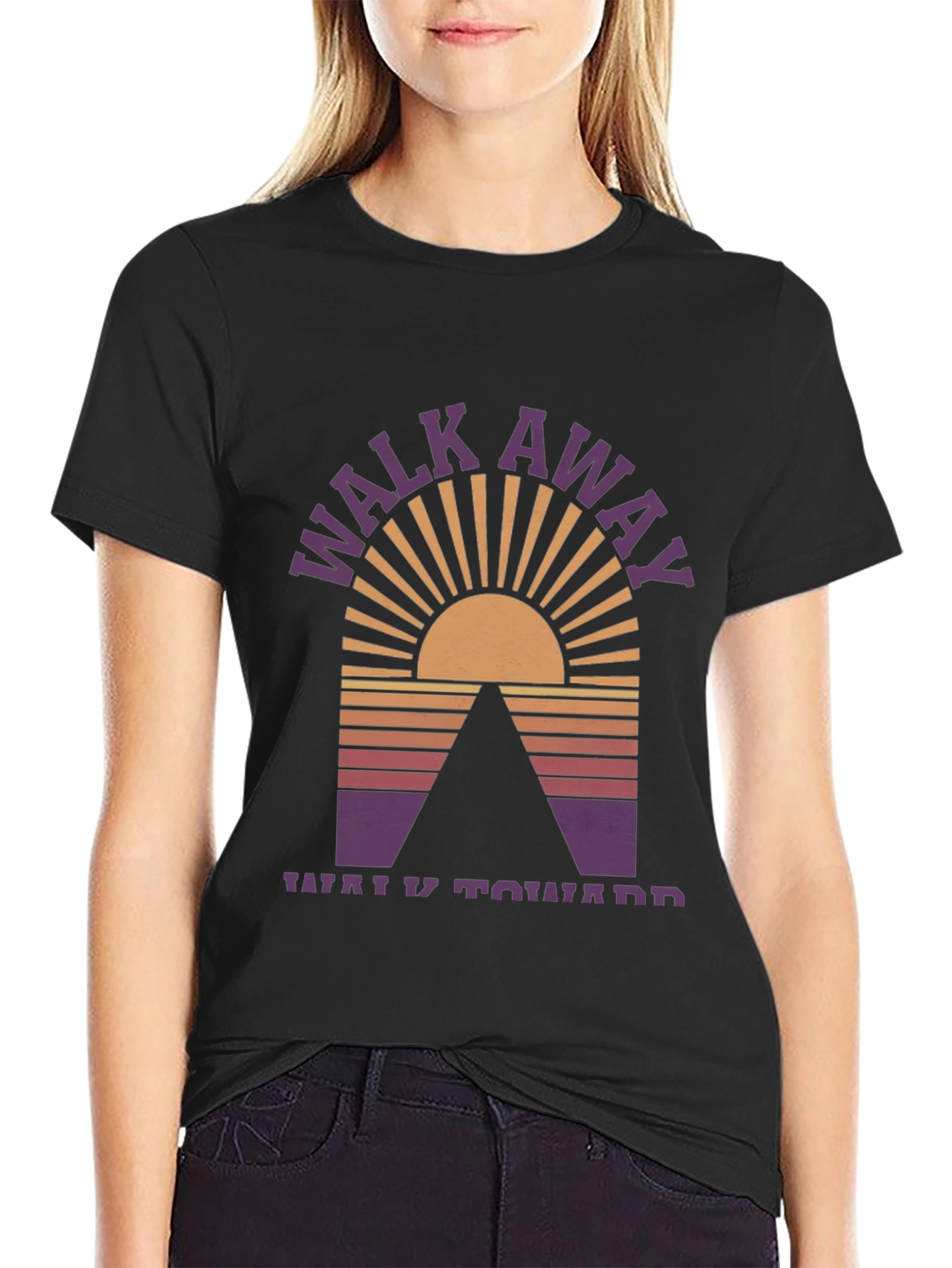 Walk Away Graphic Tee - Black Cotton Blend T-Shirt