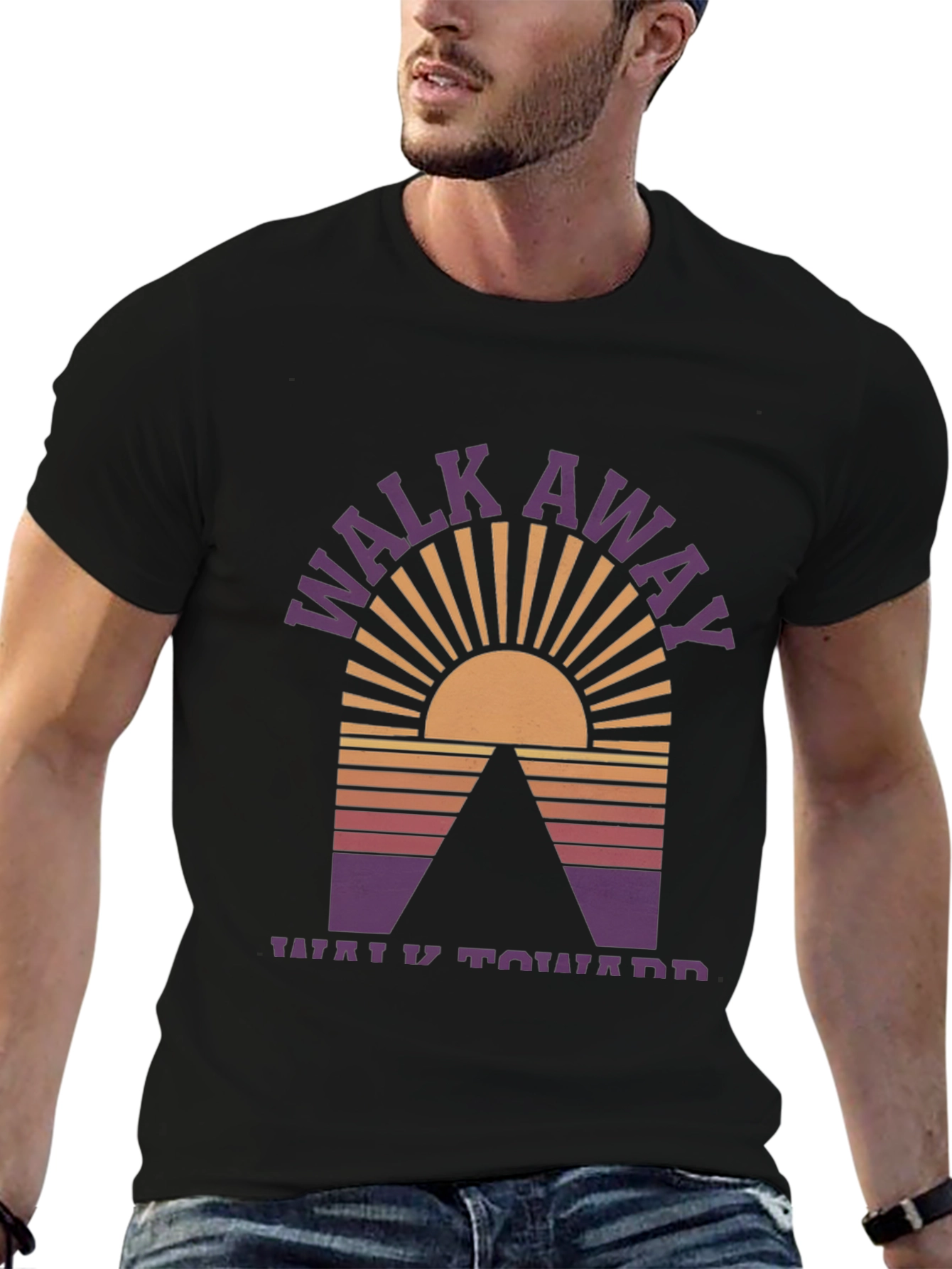 Walk Away Graphic Tee - Black Cotton Blend T-Shirt